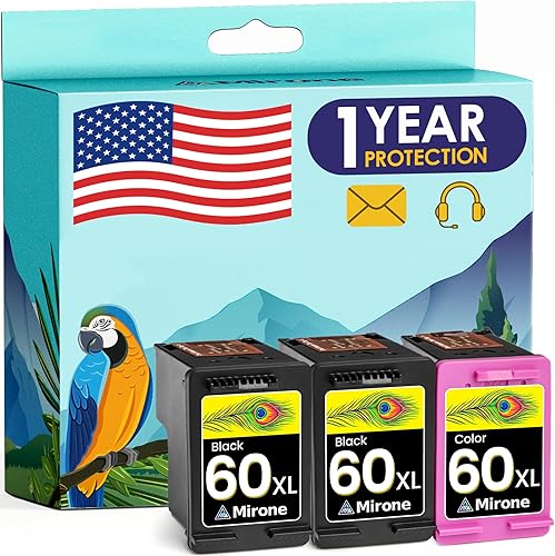 Miniatura 1 de Mirone Cartucho de tinta remanufacturado 60XL 60 XL Reemplazo para HP Envy 100 110 120 Photosmart c4680 c4780 c4795 d110 Deskjet f4440 d2680 f2430