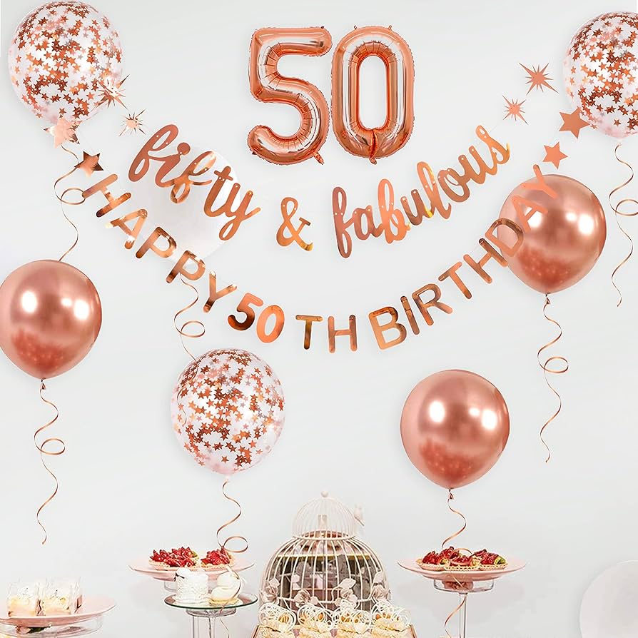 CHEERYMAGIC 50th Birthday Sash, Rose Gold Birthday Satin Sash