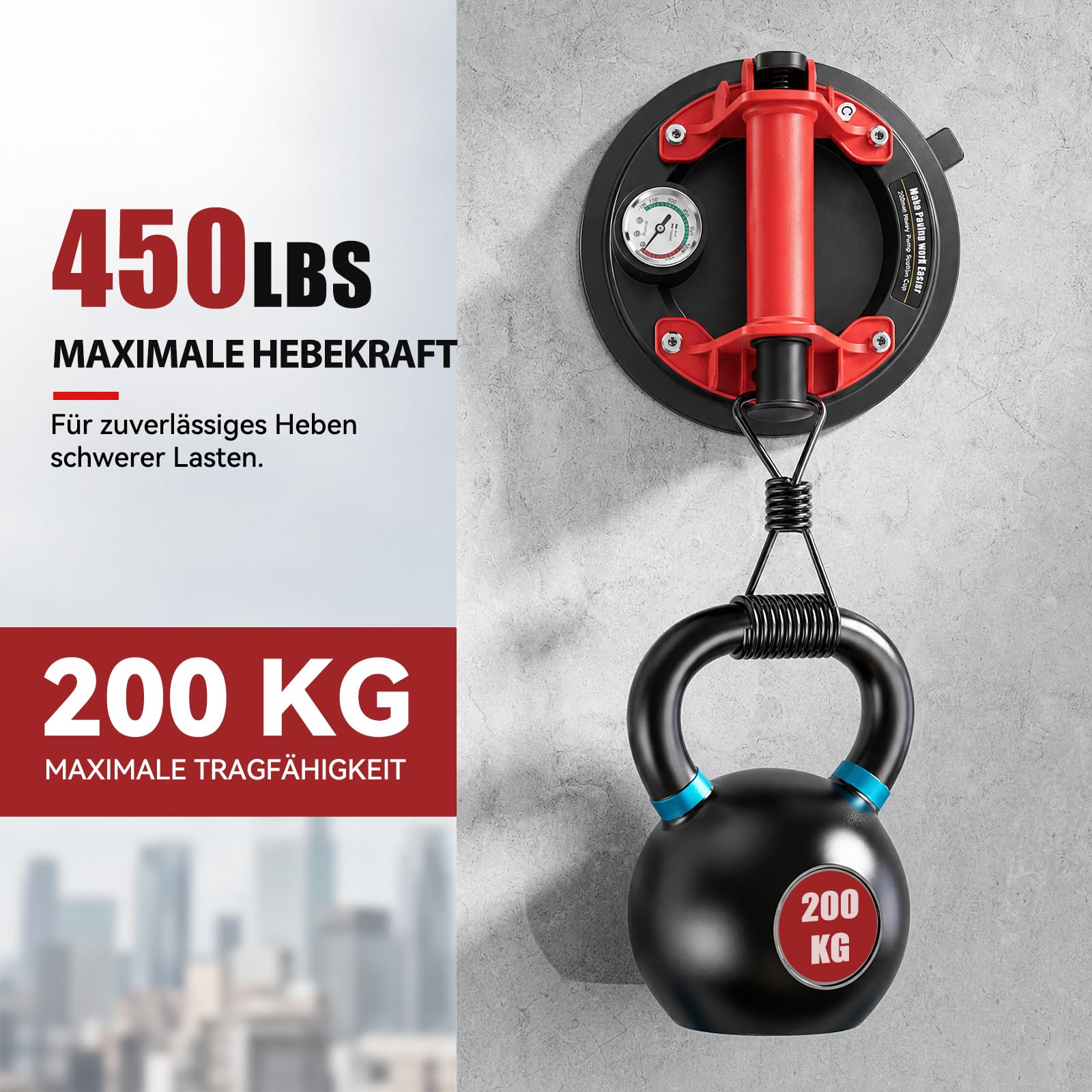 SOARFLY Set di 2 ventose per piastrelle, 20 cm, fino a 200 kg