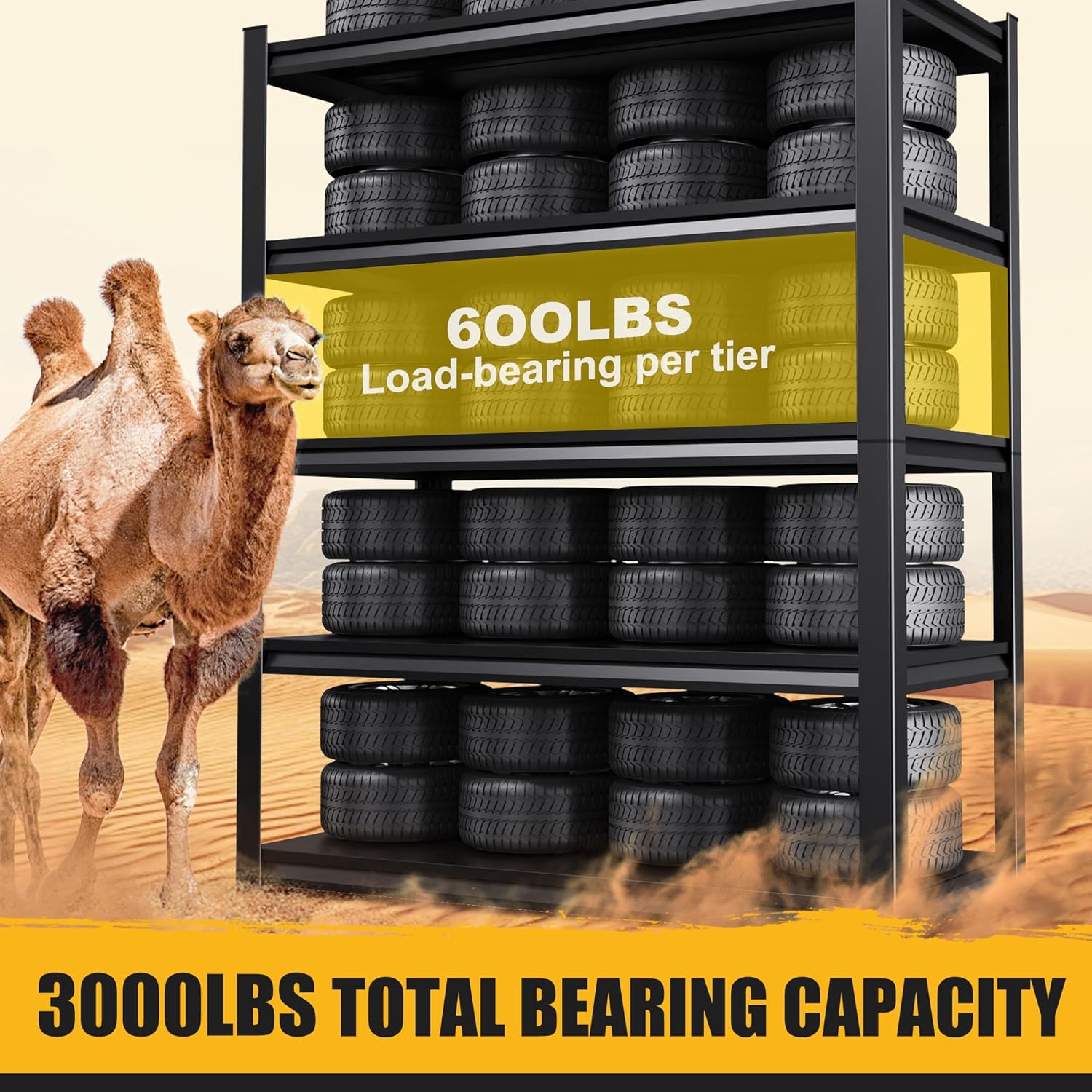 71" H Garage Shelving 5-Tier Heavy Duty Storage Shelves, Adjustable Metal Shelf Unit, Utility Organizer Rack for Basement, Pantry, Kitchen, Warehouse,15.7" Dx35.4 Wx71.2 H, Black