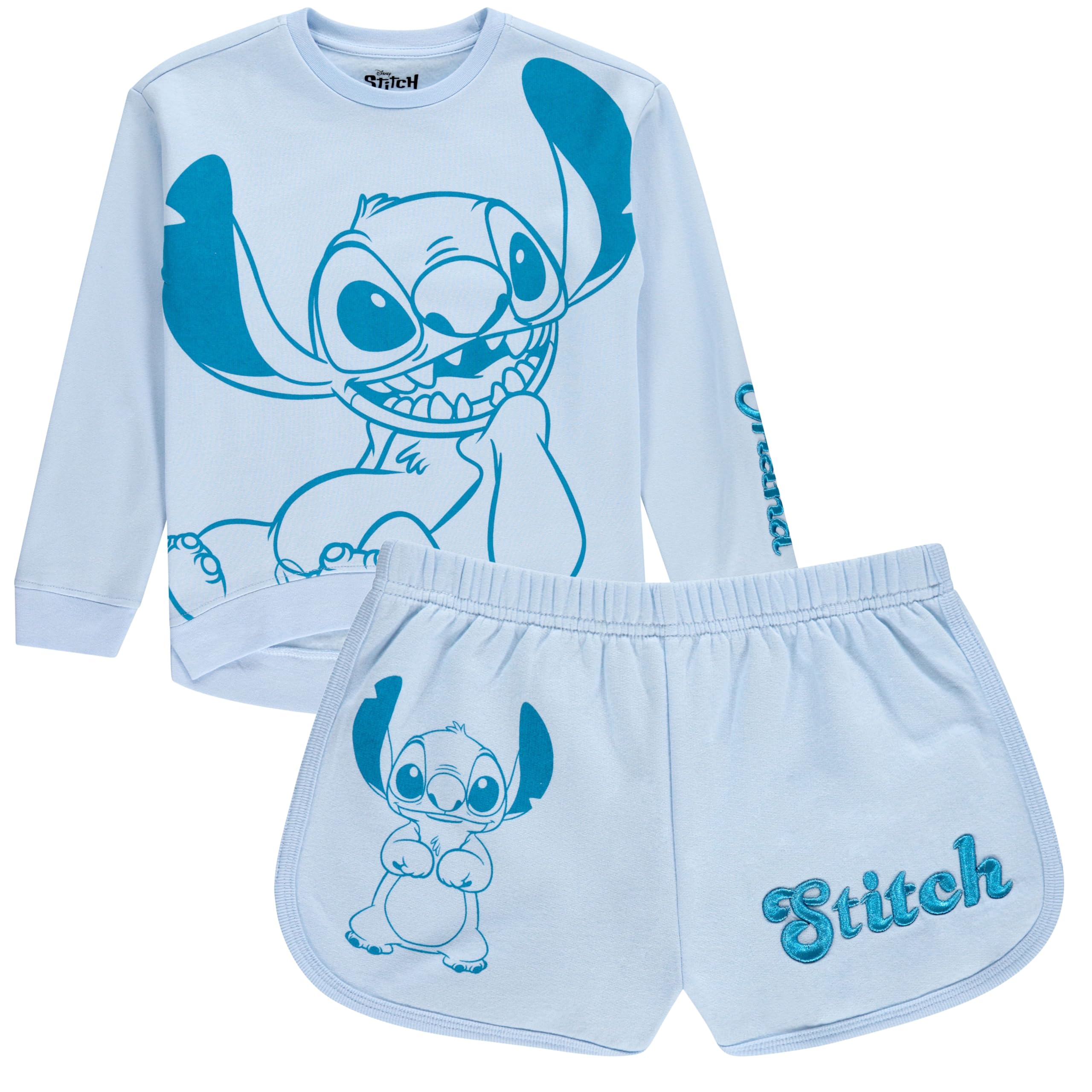 Conjunto de ropa de Lilo & Stitch para niñas ropa cómoda de algodón de sudadera y shorts 8