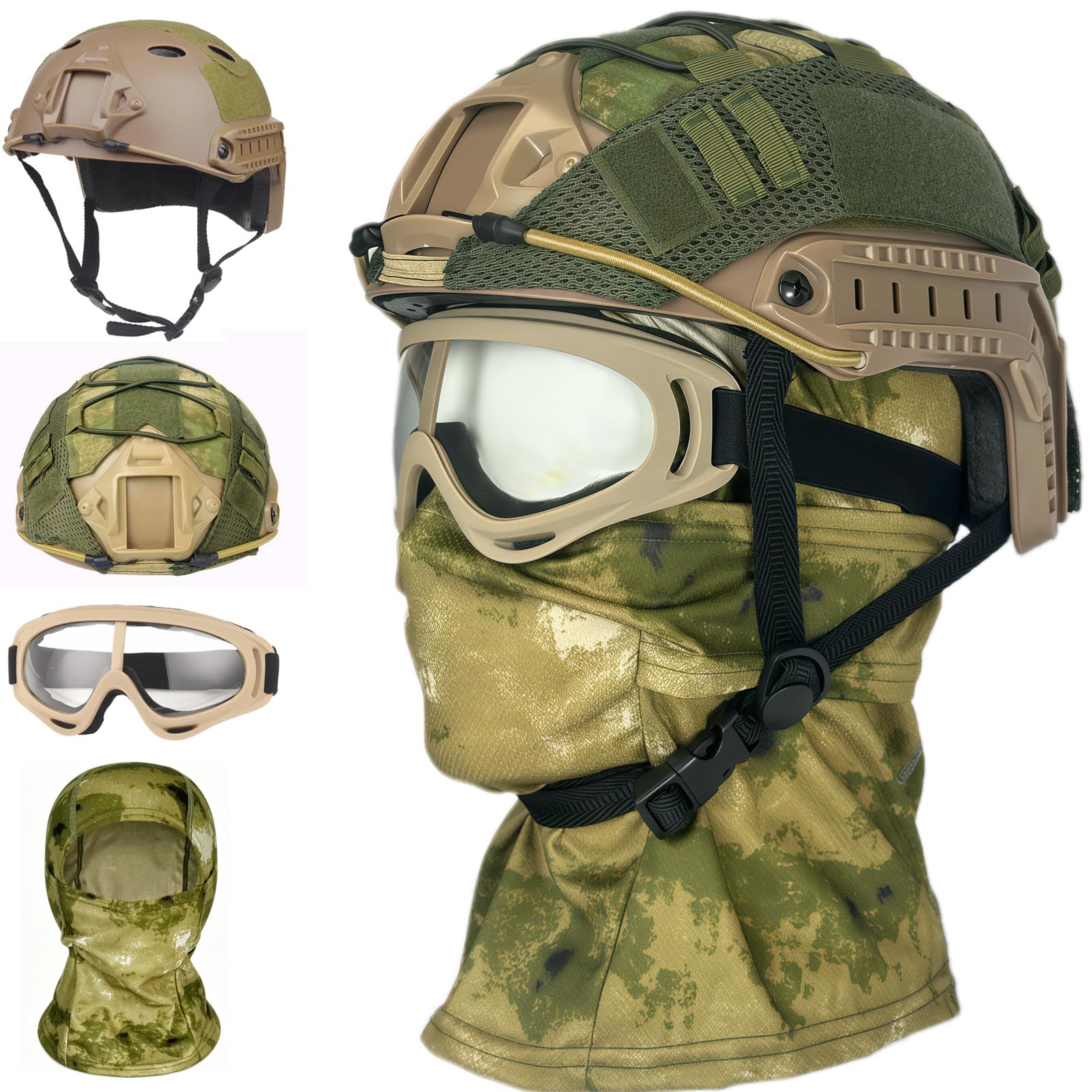 Airsoft Helmet,Tactical Fast Helmet with Helmet Cover,Airsoft Balaclava Mask, Army Costume Adults,Airsoft Tactical Protection Gear-image-16
