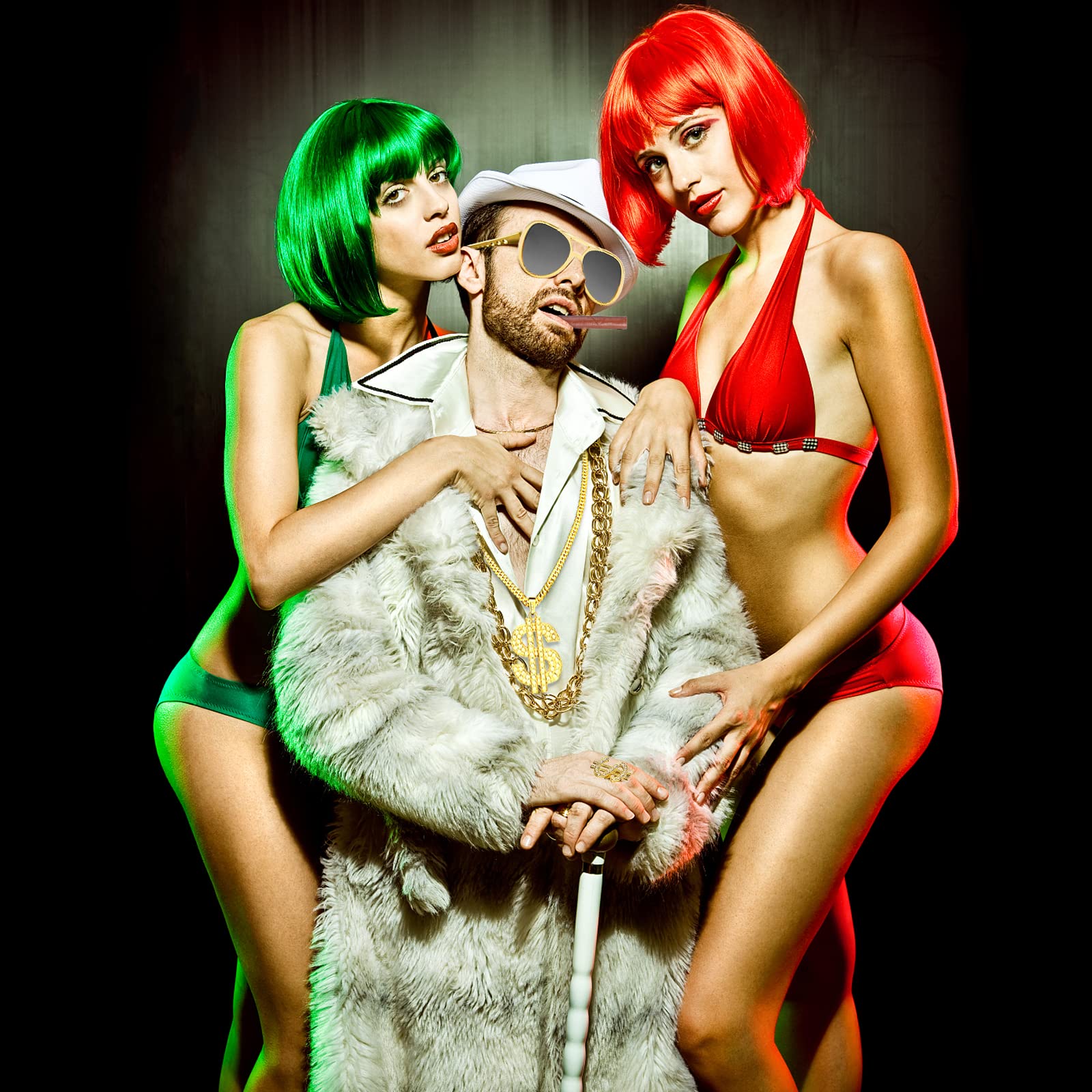 Chaîne Plaqué De Signe Dollar, Ensemble De 5 Pièces Kit De Chaîne De Dollar,Avec Bague Dollar, Collier Dollar, Convient à La Plupart Des Garçons Homme Idéal Pour Le Rappeurs,Hip Hop,Gangsters Cosplay