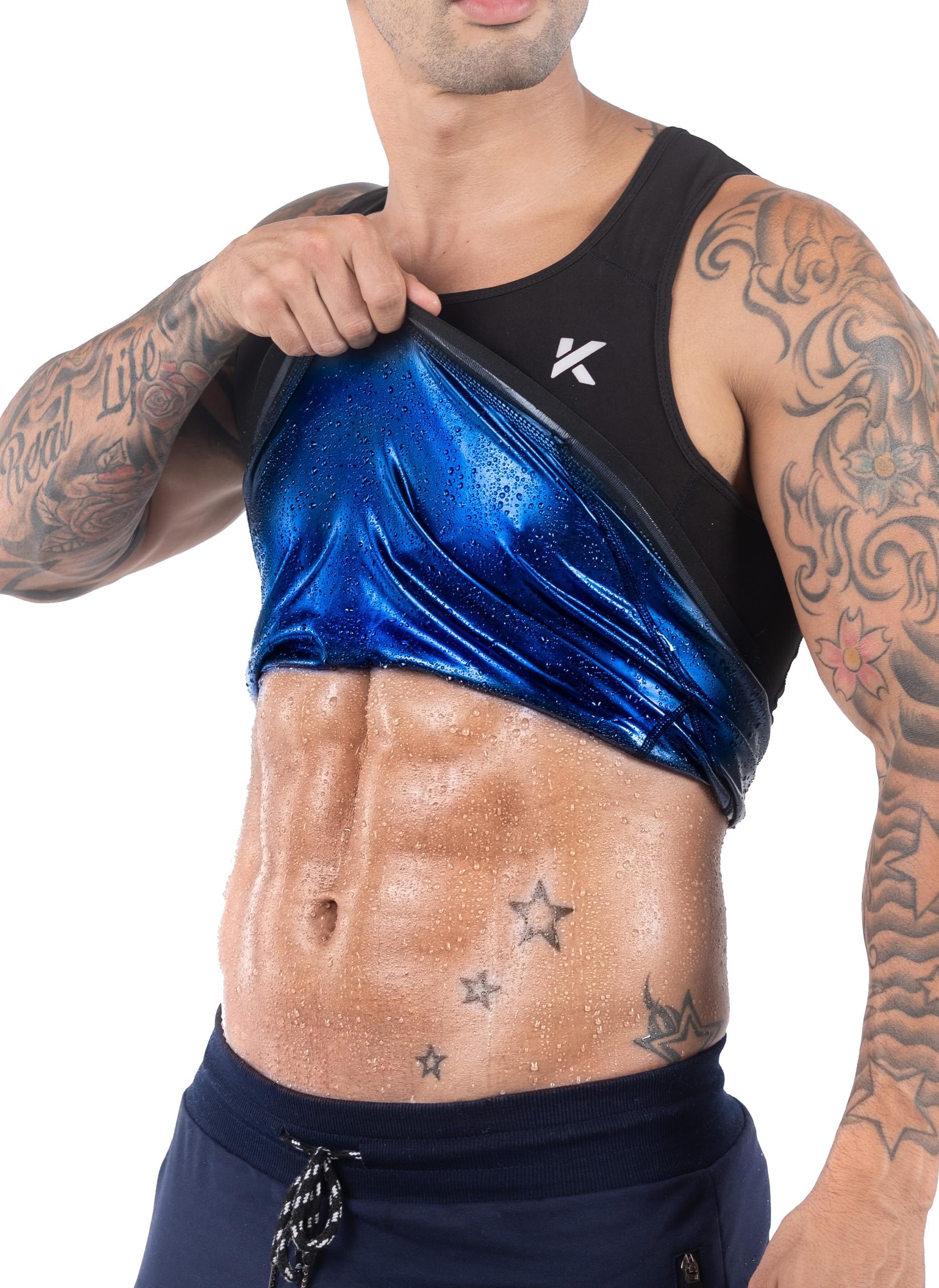 Men's Heat Trapping Pullover Sweat Enhancing Vest - Sauna Suit Shirt Compression Vest Shapewear Top for Gym Exercise