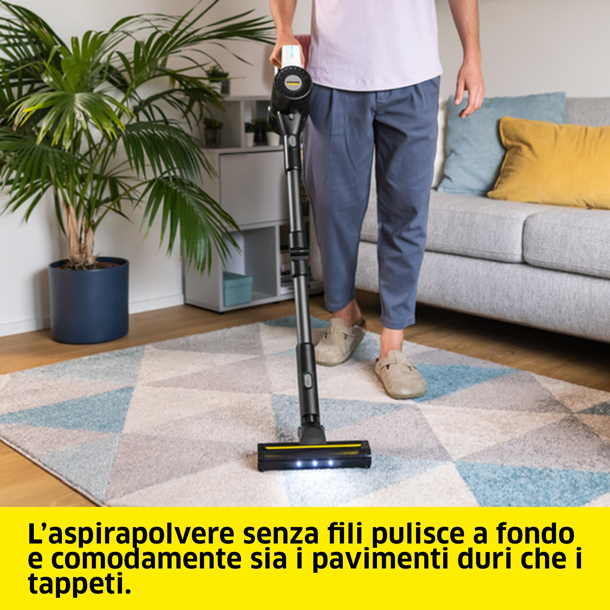 KÄRCHER aspirapolvere senza fili VCS 3 Nano Flex, autonomia: fino a 50 min, tubo articolato, tubo flessibile, bocchetta per pavimenti con LED, bocchetta fessure, spazzolina mobili, 1 batteria 22 V