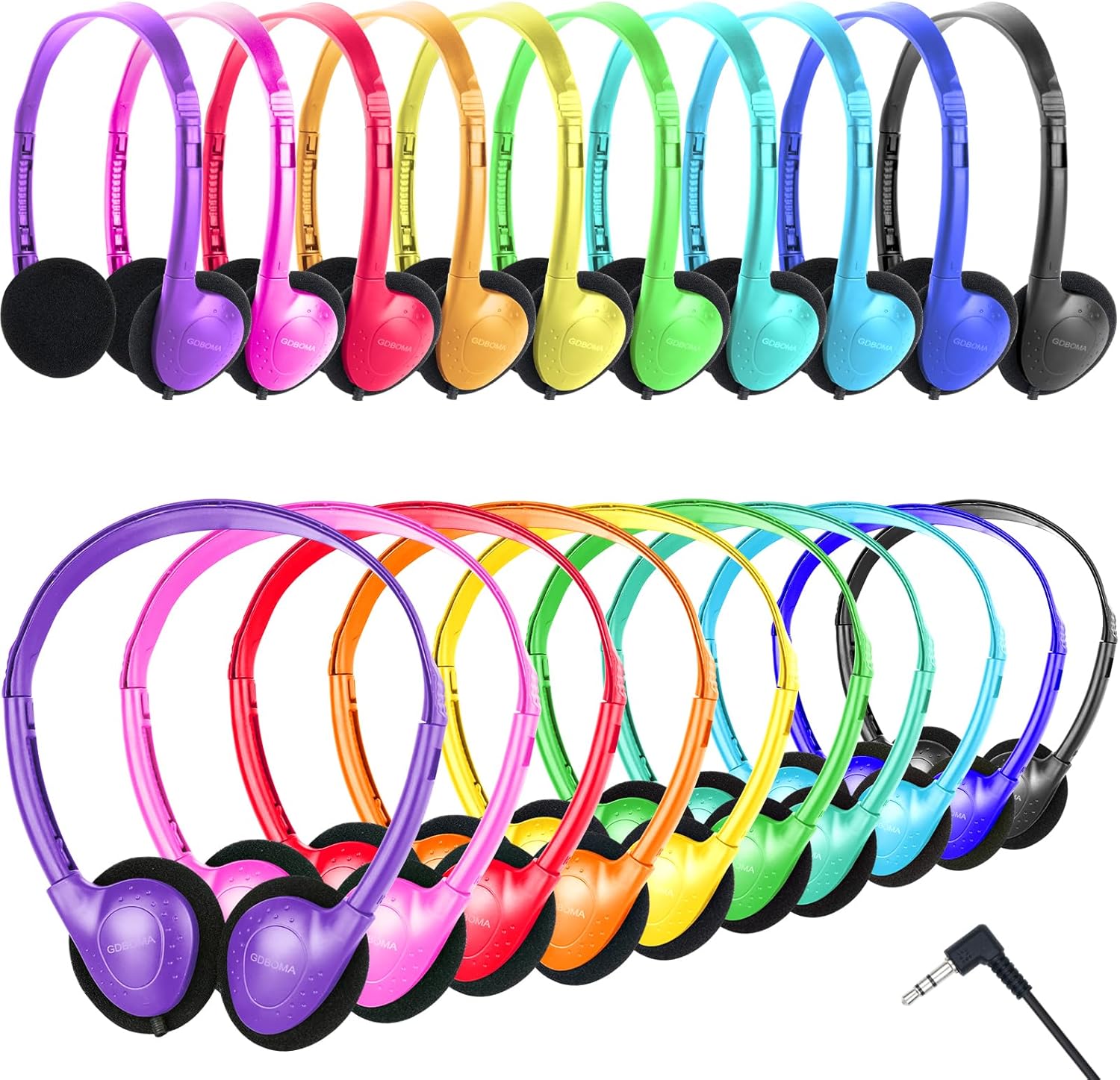 GDBOMA Classroom Headphones Bulk 20 Pack for School Students Kids,Wholesale Wired Headphones for Children Chromebook Computer Laptop 3.5mm Jack Multi Color