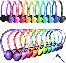 Bulk Headphones for Classroom, 3.5mm Wired On-Ear 10 Pack | Kids Headphones Bulk for School Students Chromebook Pad Mixed Colors