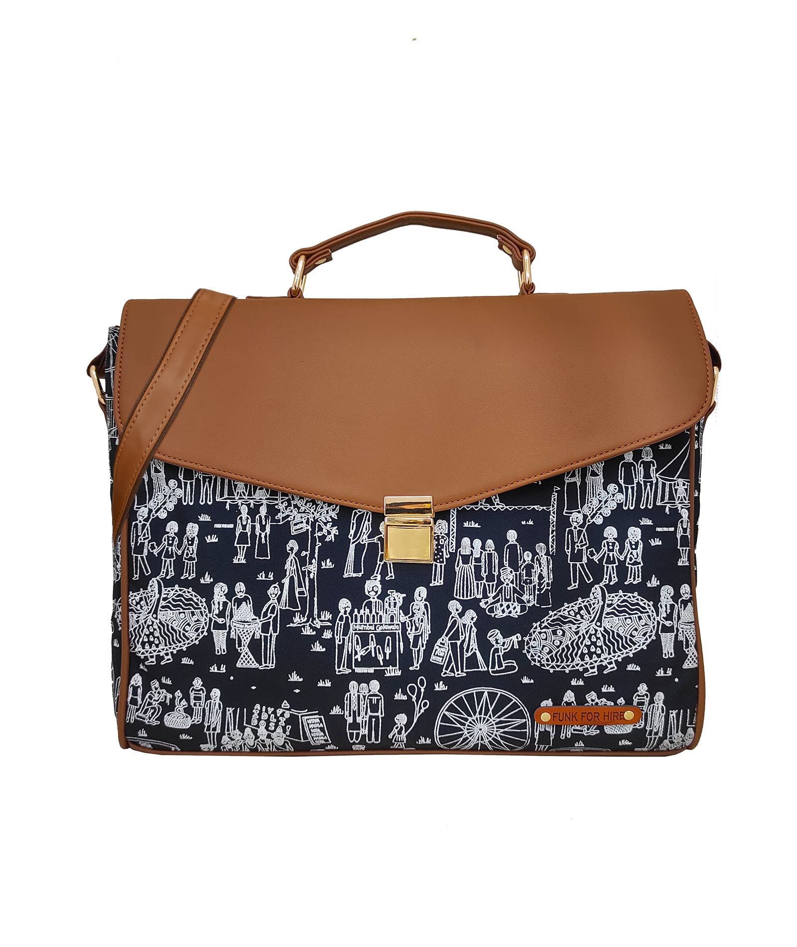 Funk For Hire Women Printed Canvas Work Sling Bag that fit upto 13.3" Laptop