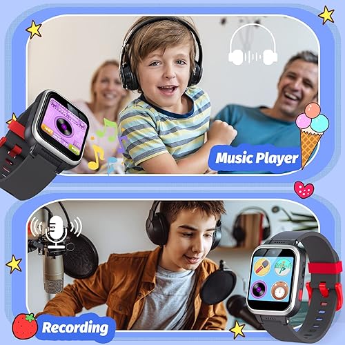 Miniatura 5 de Reloj inteligente para niños con juegos de rompecabezas, pantalla táctil HD, cámara de video, reproductor de música, podómetro, reloj despertador,