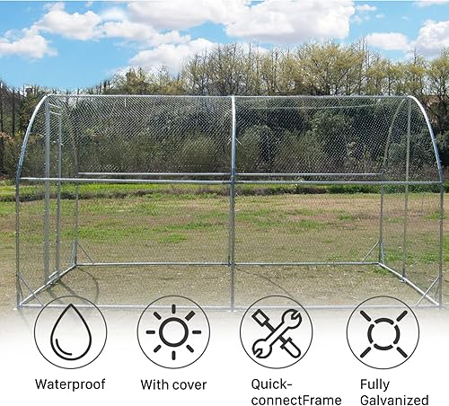 Miniatura 4 de Gallinero de metal grande, jaula para aves de corral galvanizada con forma de cúpula con cubierta impermeable y anti-ultravioleta y puerta con