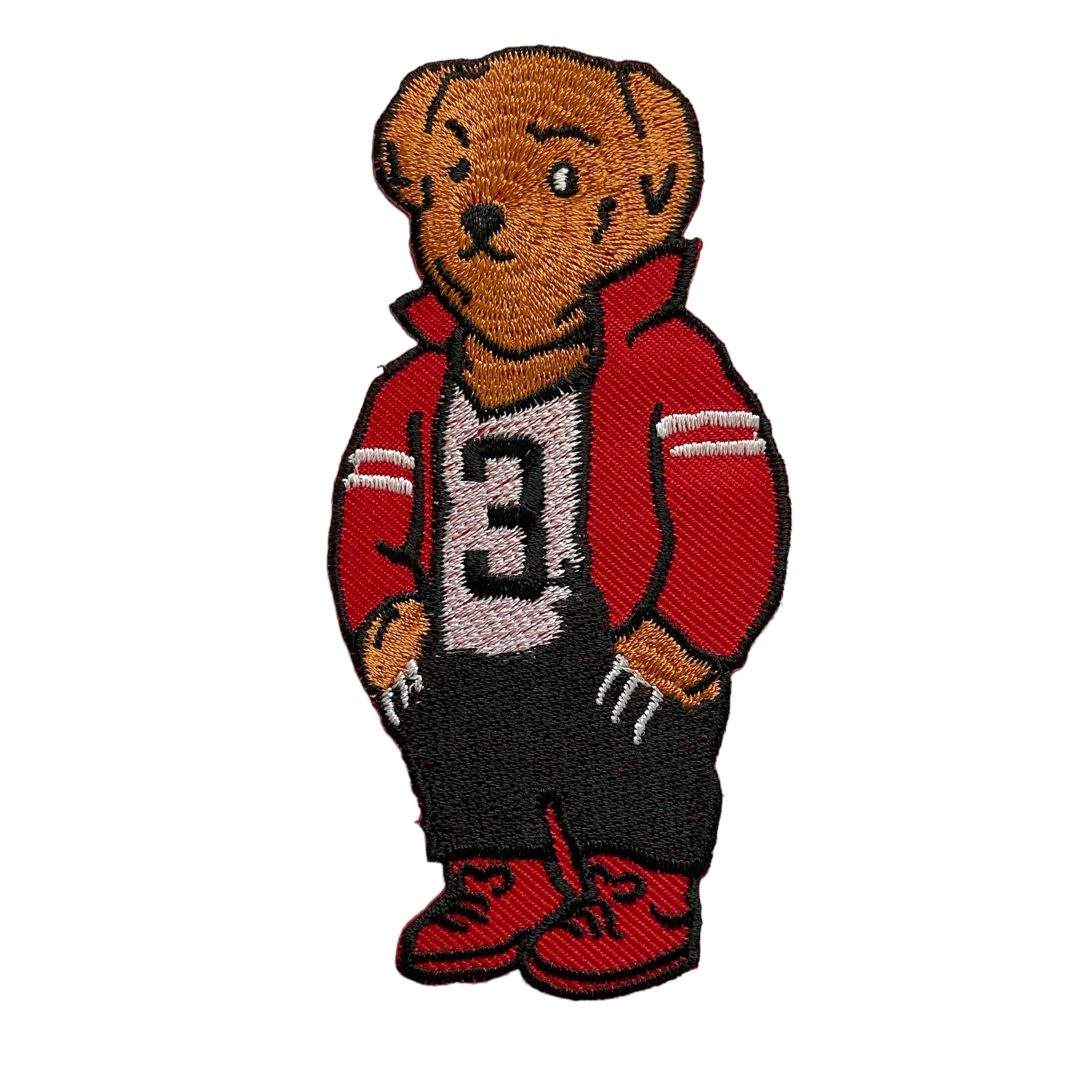 Ushaworks Cute Bear Embroidered Iron-On Patch – Cartoon Animal Varsity Jacket Bear Applique for Jackets, Backpacks, Jeans, DIY Crafts, Sew-On or Iron-On Badge (Style 4)