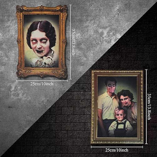 Miniatura 2 de 52 piezas de decoración de Halloween 3D cambiante de cara de terror para fotos en movimiento con murciélagos 3D, calcomanías de decoración de