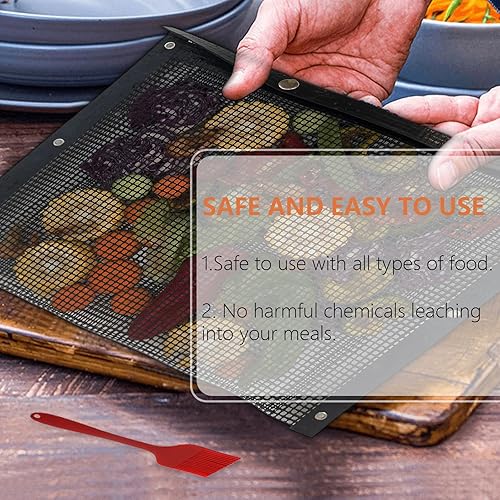 Miniatura 5 de Juego de 2 bolsas de malla para parrilla, herramientas para barbacoa, resistentes al calor, reutilizables, antiadherentes, para ahumadores de gas de