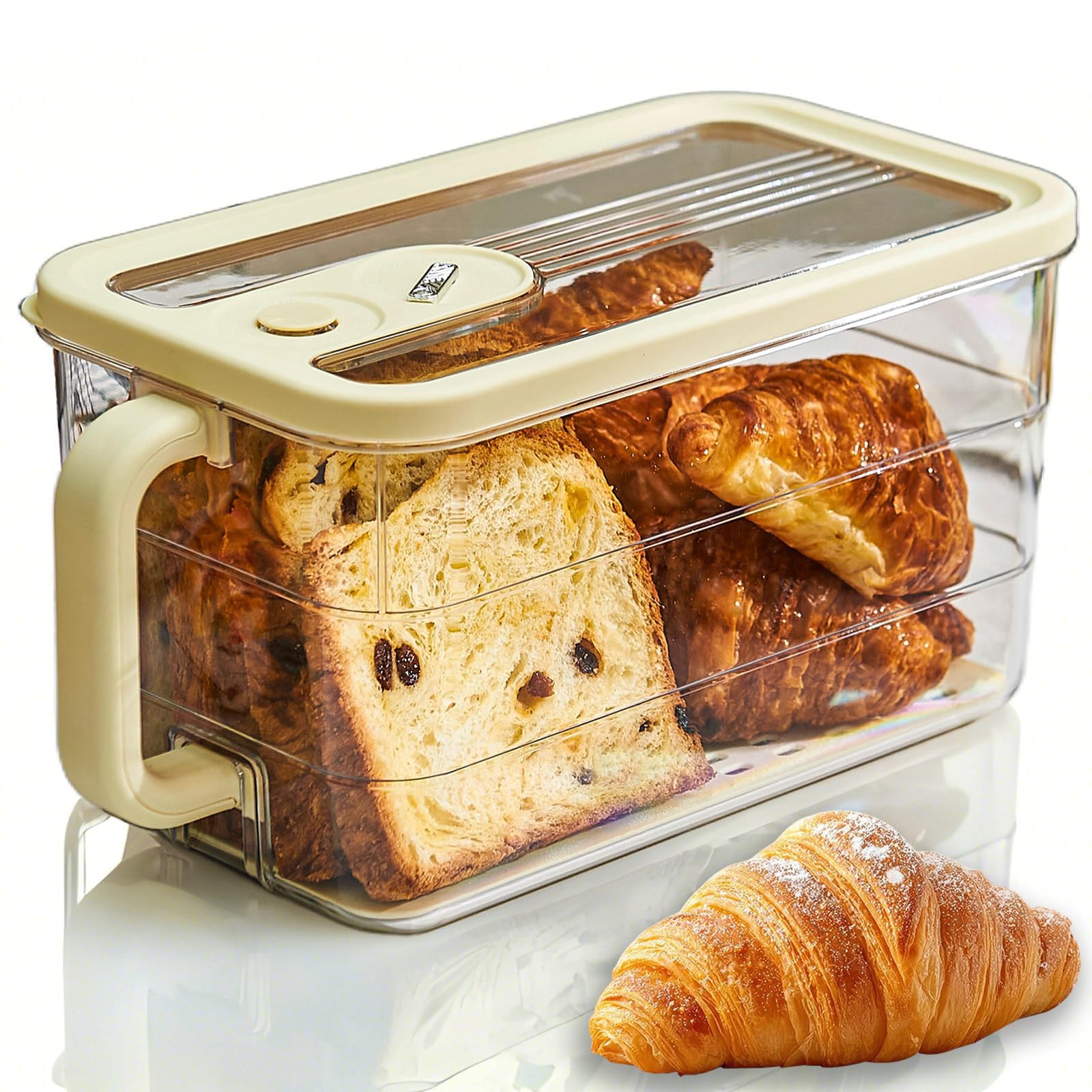 Contenitore per alimenti adatto alle famiglie con coperchio a C e maniglia per vetables pane impilabile scatola ermetica cucina