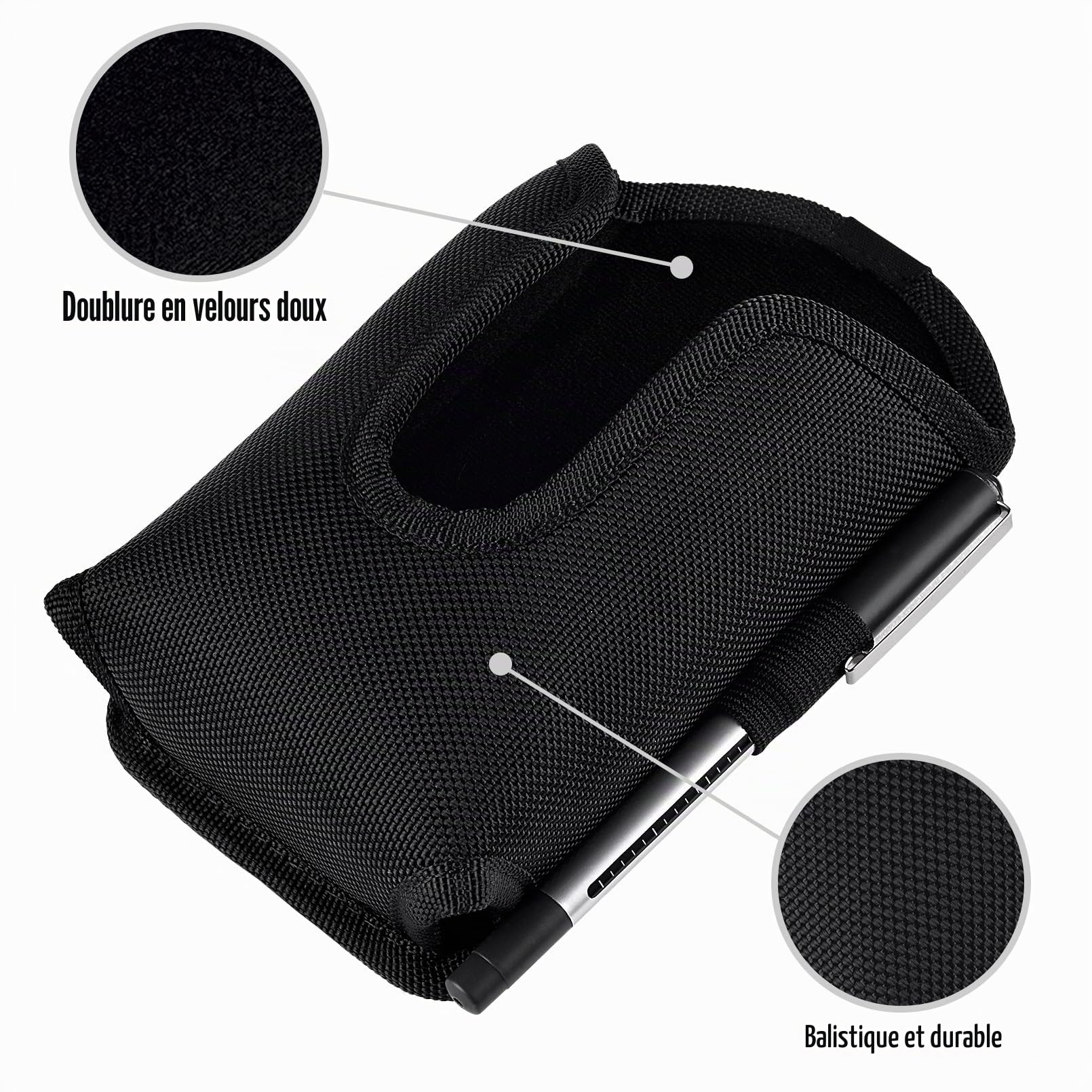 Série de poignée d'étui de Scanner – Qualité épaisse, Grande, Robuste, Clip de Ceinture en métal Robuste, Durable, adapté à la Poche, Compatible avec Code-Barres Zebra, Noir
