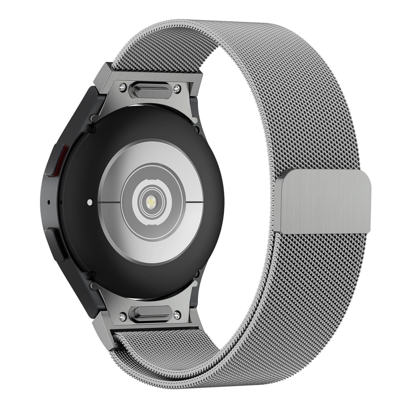 VancleMetal Band Compatible with Samsung Galaxy Watch 6 Bands 40mm 44mm, Galaxy Watch 6 Classic Band 43mm 47mm, 20mm Stainless Steel Replacement Strap for Galaxy Watch 6 Band Women Men (Gun)