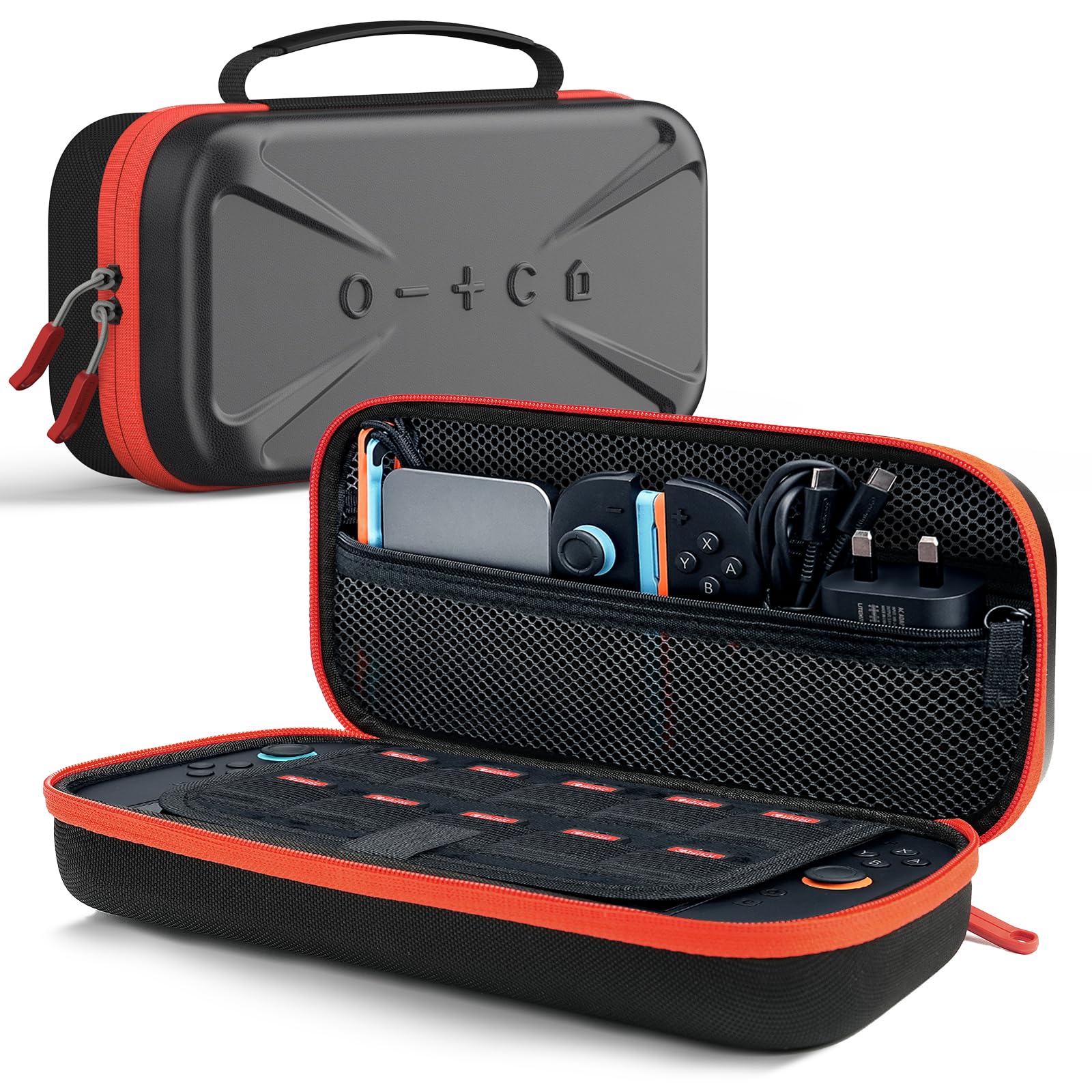 TRANSNOVO Large Capacity Carrying Case Compatible with Nintendo Switch 2 Console & Charger, [Plus Version] Shockproof Waterproof Hard Shell Protective Pouch Portable Travel Case for Accessories, Black