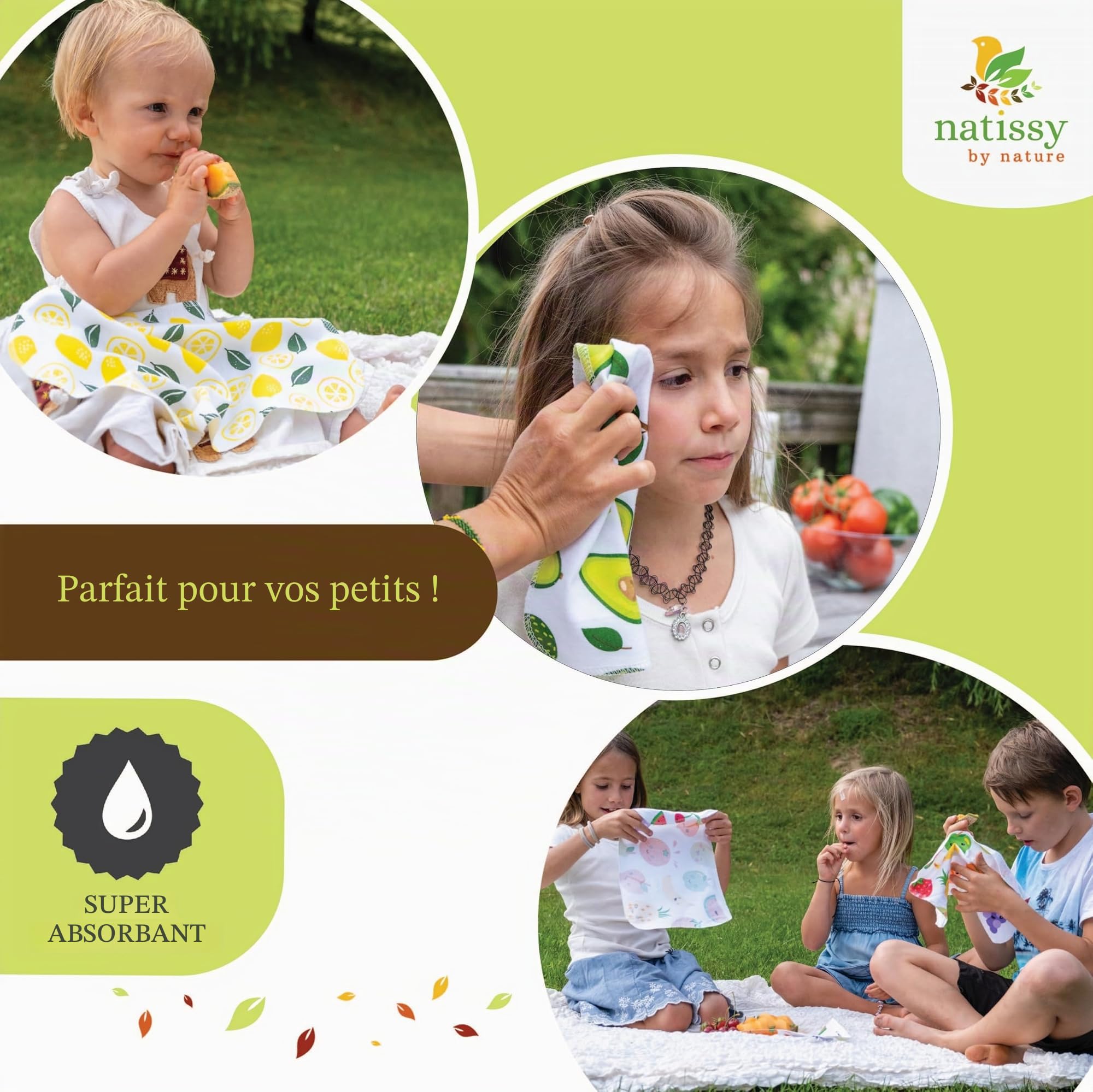 Essuie-tout lavables réutilisables à dérouler (lot de 10), 100% coton doux et ultra-absorbants, fabriqués en UE, sans support, idéals pour la cuisine, la table et le nettoyage quotidien