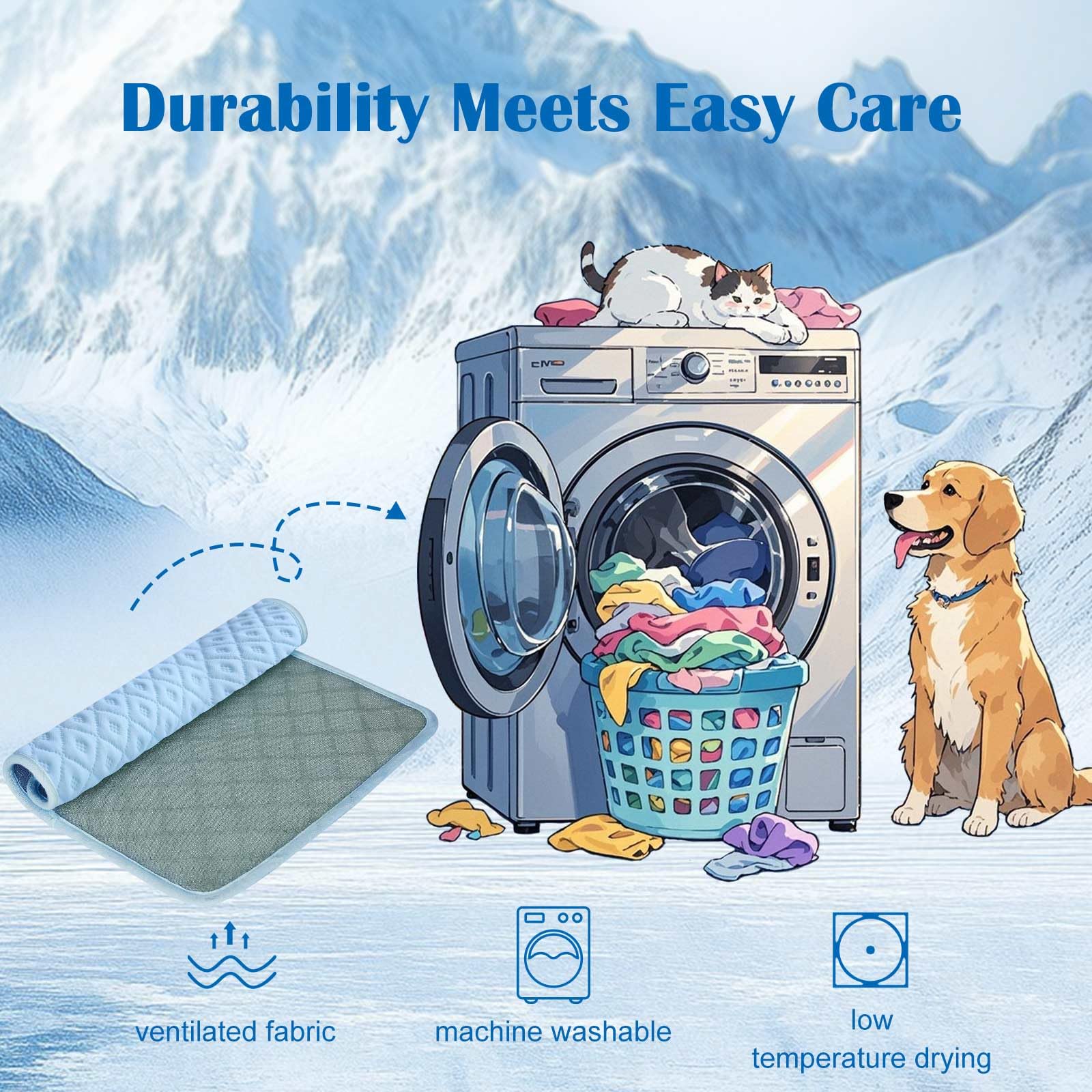 Alfombrilla de refrigeración mejorada para perros, transpirable, antideslizante, lavable, para perros, gatos, interiores y exteriores