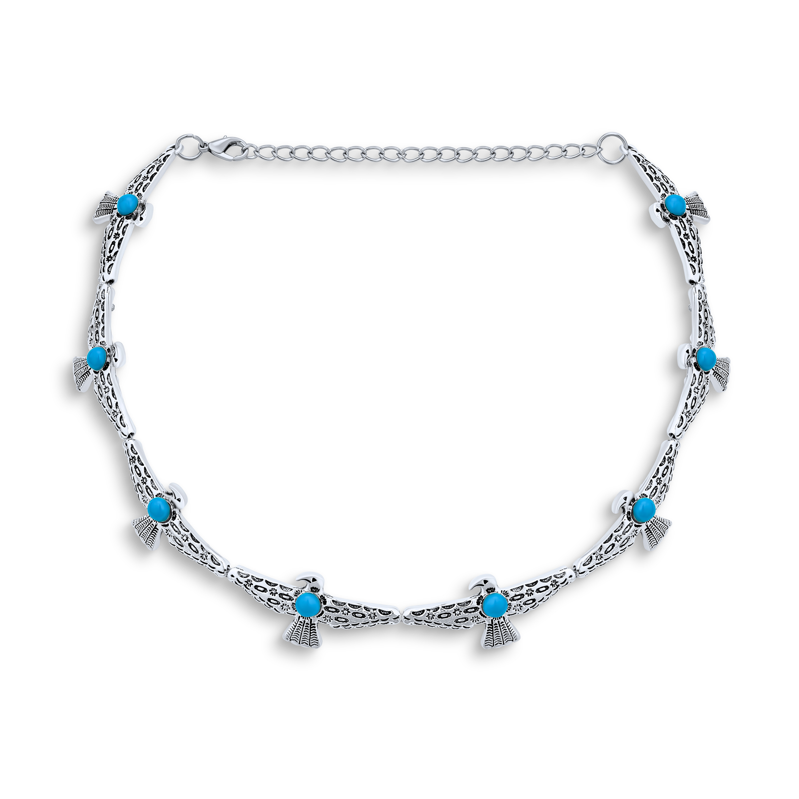 Collana Choker Western Con Aquila E Turchese Finto – Gioiello Boho Per Donna E Ragazza