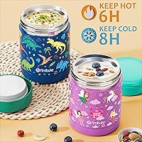 Vista 6 de Fimibuke Bento Lunch Box for Kids with Food Jar, 32OZ Snack Lunch Container with 3 Compartments, Insulated Lunch Bag, 12OZ Leakproof Food Jar, Ice