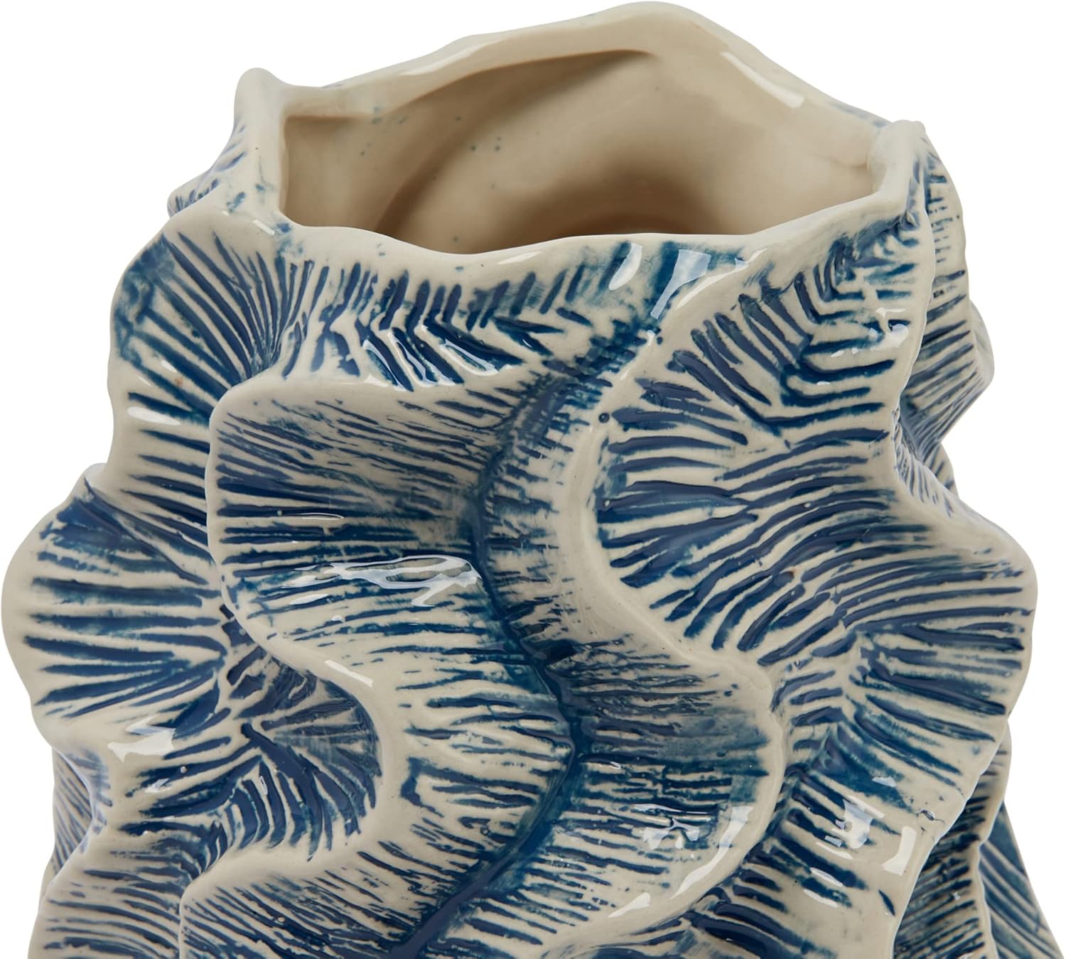 Bloomingville Textured Stoneware Organic Shaped Vase with Reactive Glaze, Blue