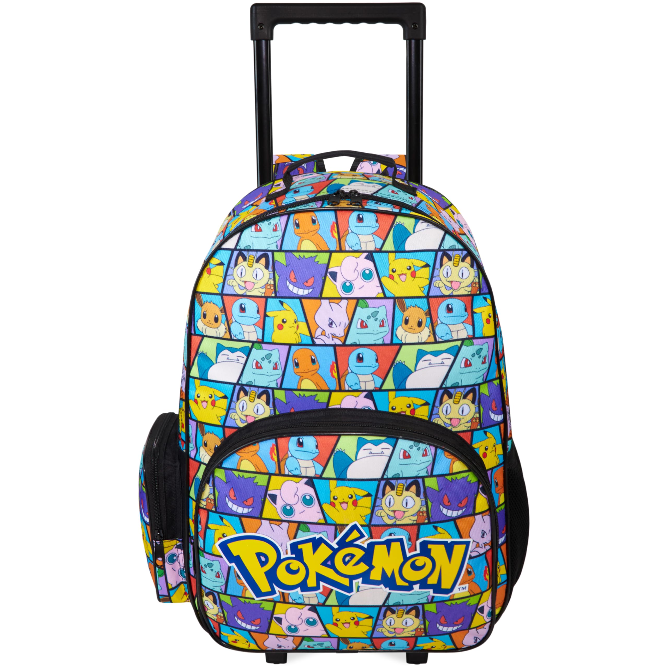 Get Trend Pokemon Trolley Rucksack Kinder, 2-in-1 Reisetasche mit Rollen und Metallgestell, Leicht Handgepäck Rucksack mit verstellbaren Schultergurten, Anime Geschenke für Jungen (Multi Pokemon)