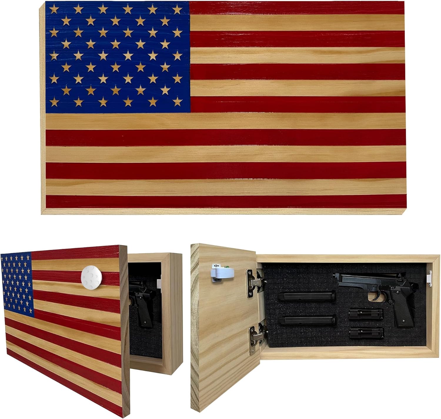 American Flag Hidden Gun Safe - Quick Access Shelf