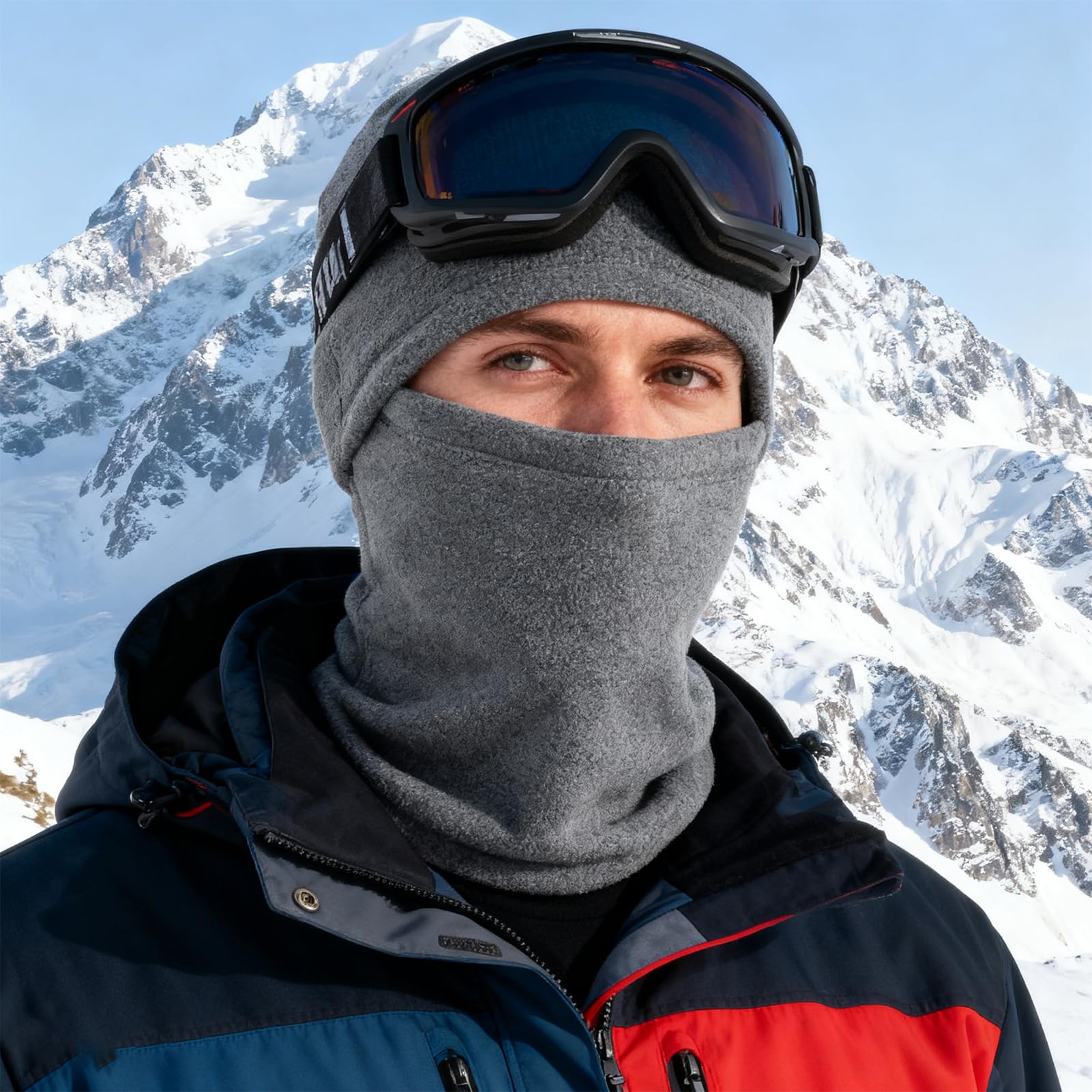 4 pasamontañas de forro polar cálido de invierno, máscara de esquí suave para hombres y mujeres, clima frío, negro, azul marino, café, gris