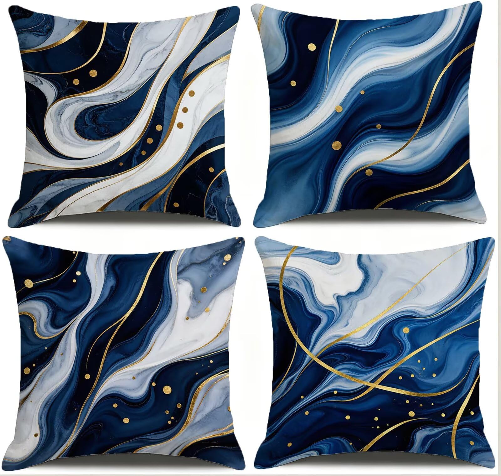 Blu Federe Cuscini Divano 50x50cm, Cuscini da Esterno Set de 4, Cod-90 | Velour Copricuscini Decorativi Letto Arredo, per Letto, Soggiorno, Giardino, Esterno, Casa Decorazione Set di 4 Linea