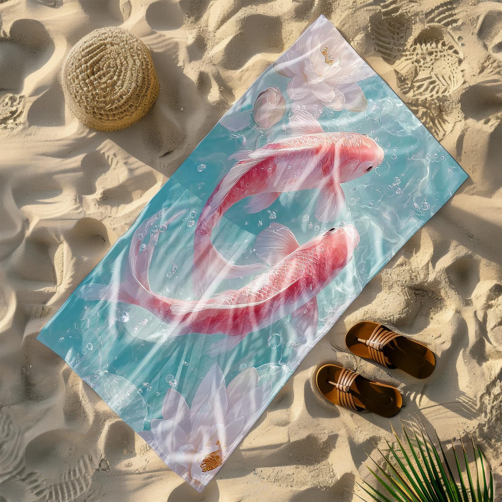Générique Serviette Microfibre Plage Poisson Rose