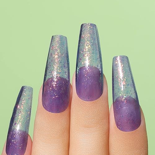 Miniatura 8 de AIMEILI Esmalte de uñas de gel sin hema, 4 colores, rosa, morado, azul, plateado, con purpurina, kit de uñas brillantes, diseño de uñas de verano,