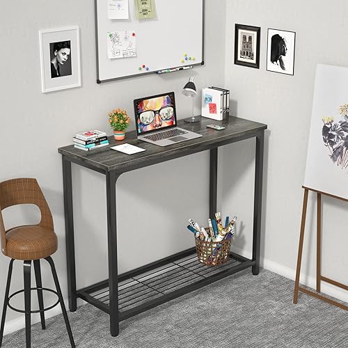 Miniatura 7 de Ecoprsio Console Table Sofa Table with Mesh Shelves, 2 Tier Entryway Table Foyer Table for Entryway, Front Hall, Hallway, Sofa, Couch, Living Room,