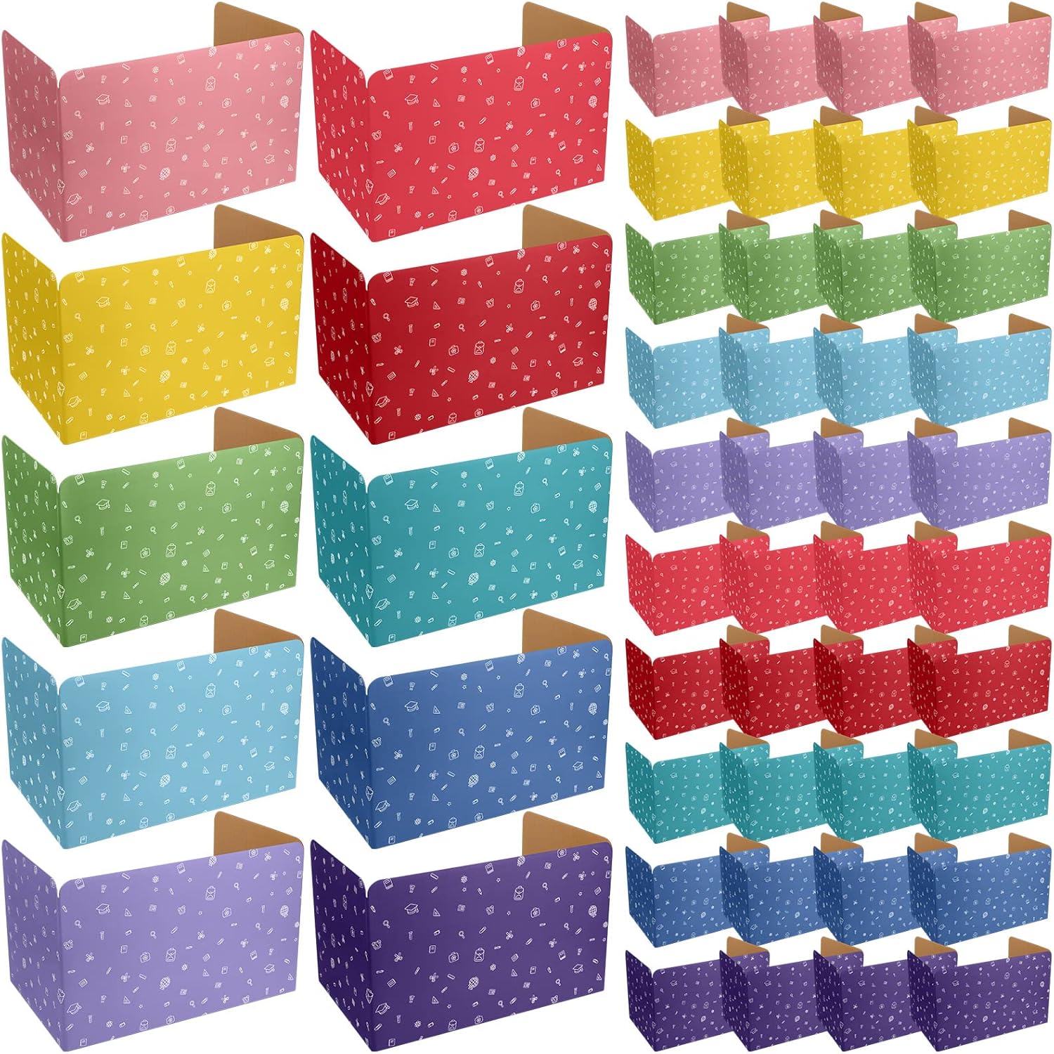 Bunte Schreibtisch-Trennwände Set - 4-tlg Sichtschutz Für Klassenzimmer & Prüfungen