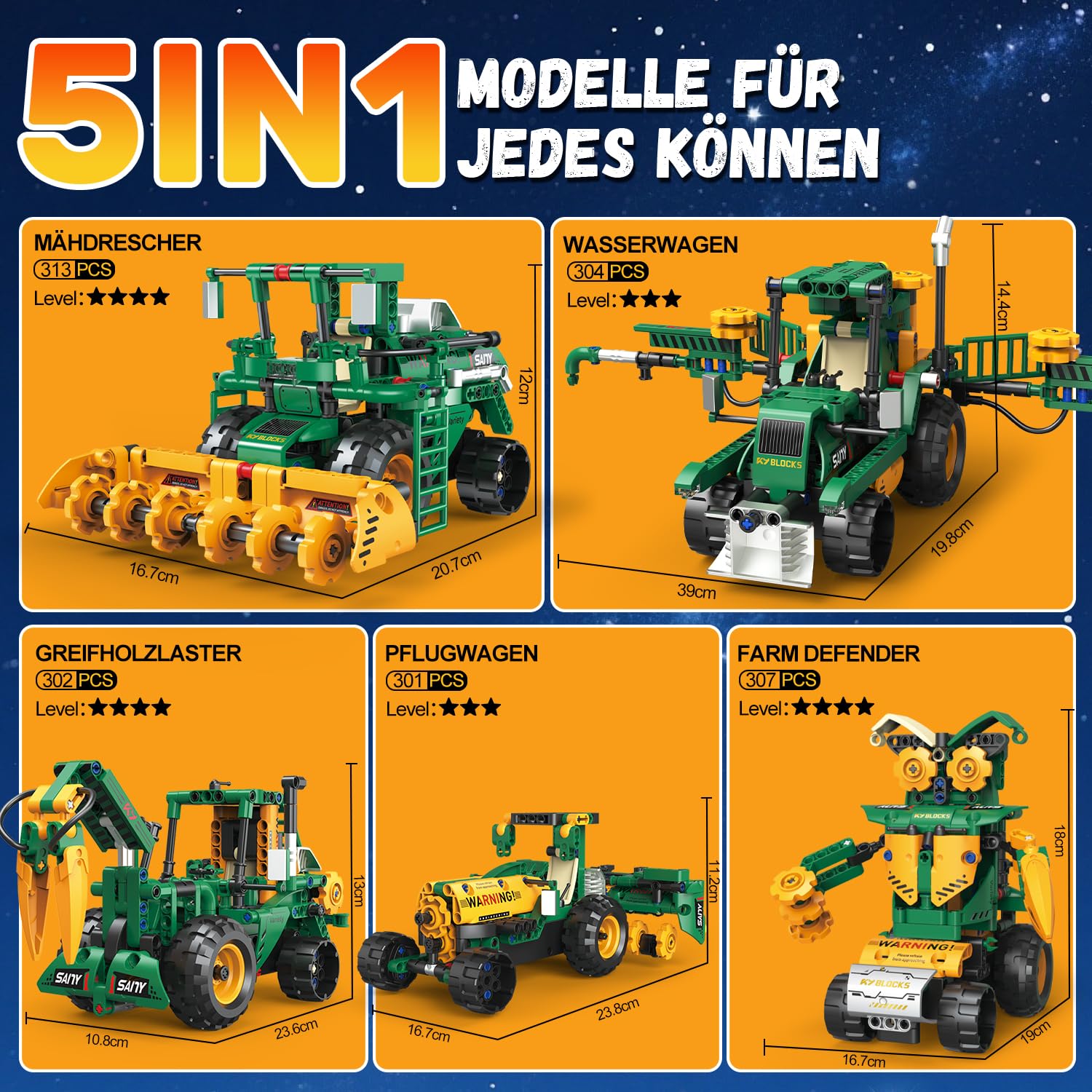 Technologia robota dla dzieci, 5 w 1, zestaw montażowy z aplikacją i zdalnym sterowaniem RC Technic Robot / ciągnik / kombinator / wózek wodny, 313 sztuk RC programowalny prezent dla dzieci 5 6 7 8 10