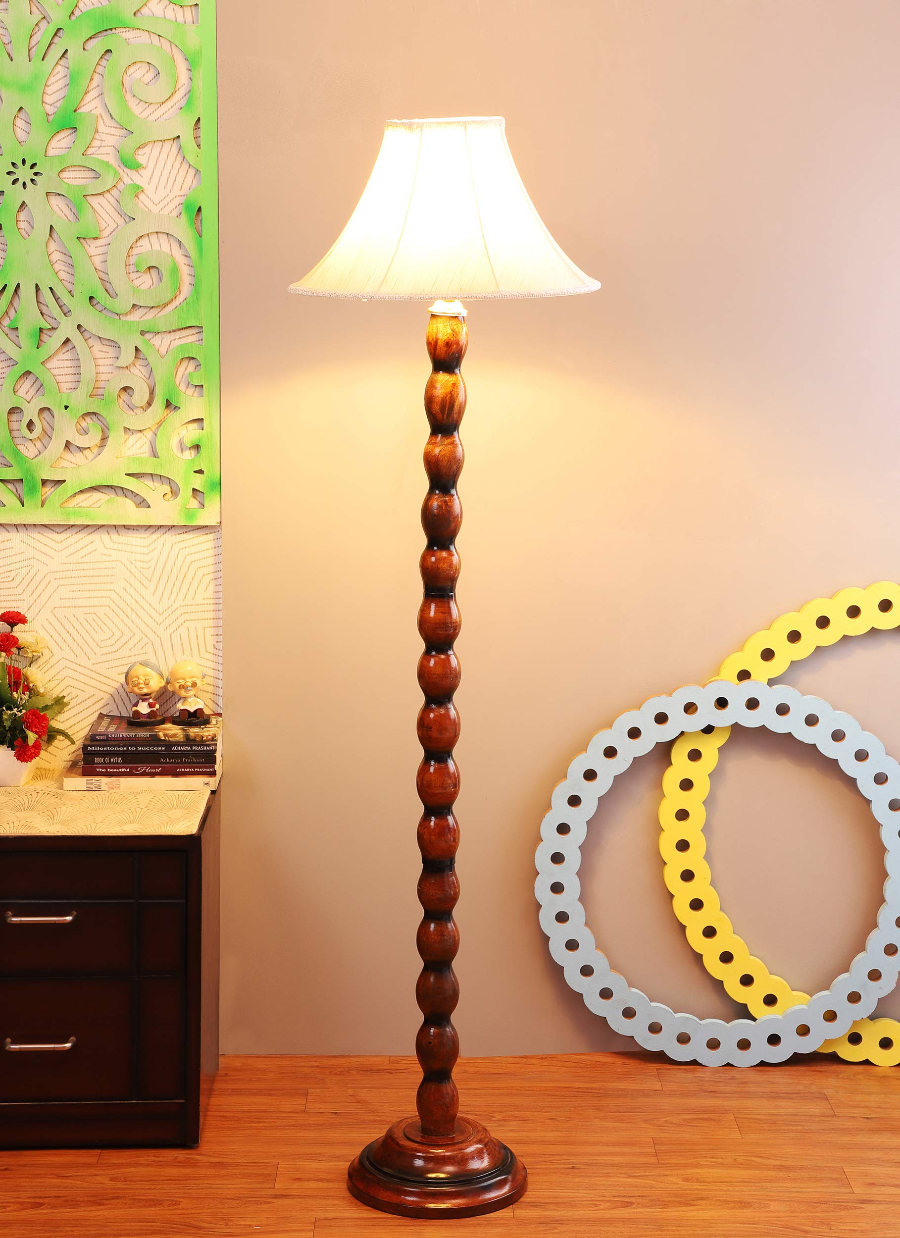 Handcrafted Mango Wood Floor Lamp - Rustic Home Decor -12