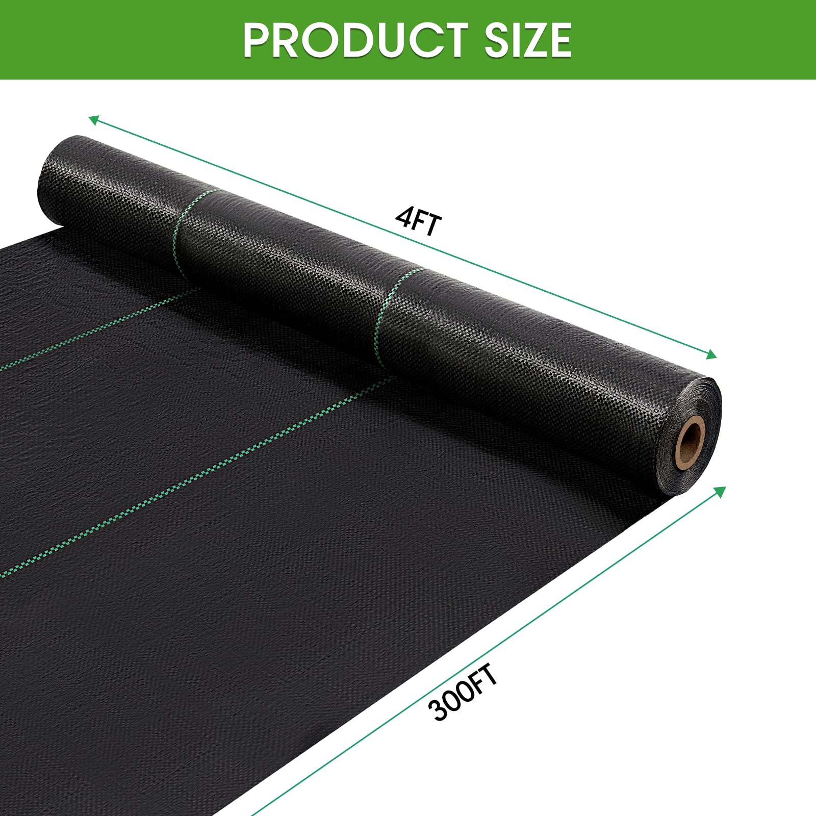 Kinsfook 4ft x 300ft Premium Garden Weed Barrier Landscape Fabric Roll