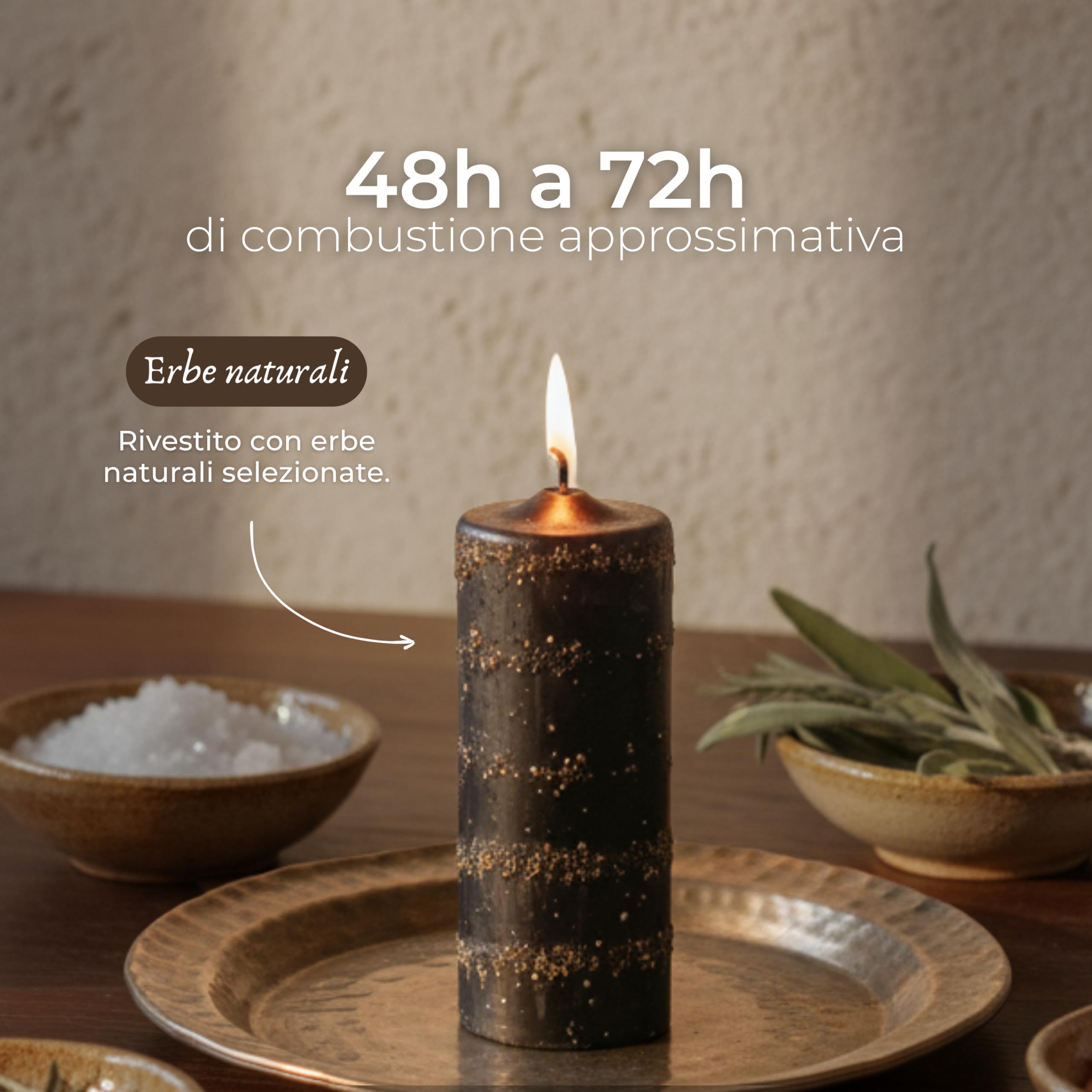 Candela A Torre Di Cristallo Nero Con Pietra Di Ossidiana – 30 Ore Per Meditazione