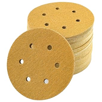 Aiyard 6-Inch 6-Hole Hook and Loop Sanding Discs 60-Grit, Random Orbital Sandpaper for Automotive and Woodworking, 100-Pack