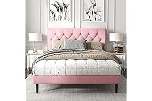 Queen Size Pink Velvet Upholstered Bed Frame