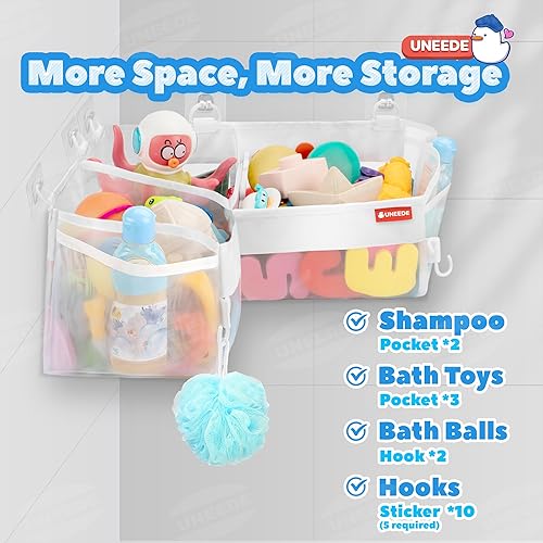 Miniatura 3 de UNEEDE Almacenamiento de juguetes de baño  Organizador de almacenamiento de juguetes de baño de esquina de 3 compartimentos, 4 galones de secado