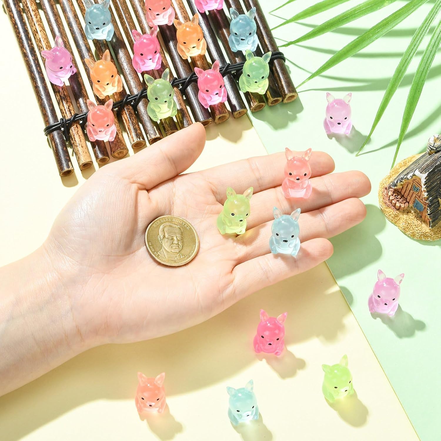 60 pcs 6 Colors Luminous Kangaroo Theme Resin Miniature Ornaments Glow in The Dark Animal Cartoon Figurines for DIY Dollhouse Fairy Garden Landscape Desk Office Decor image 4