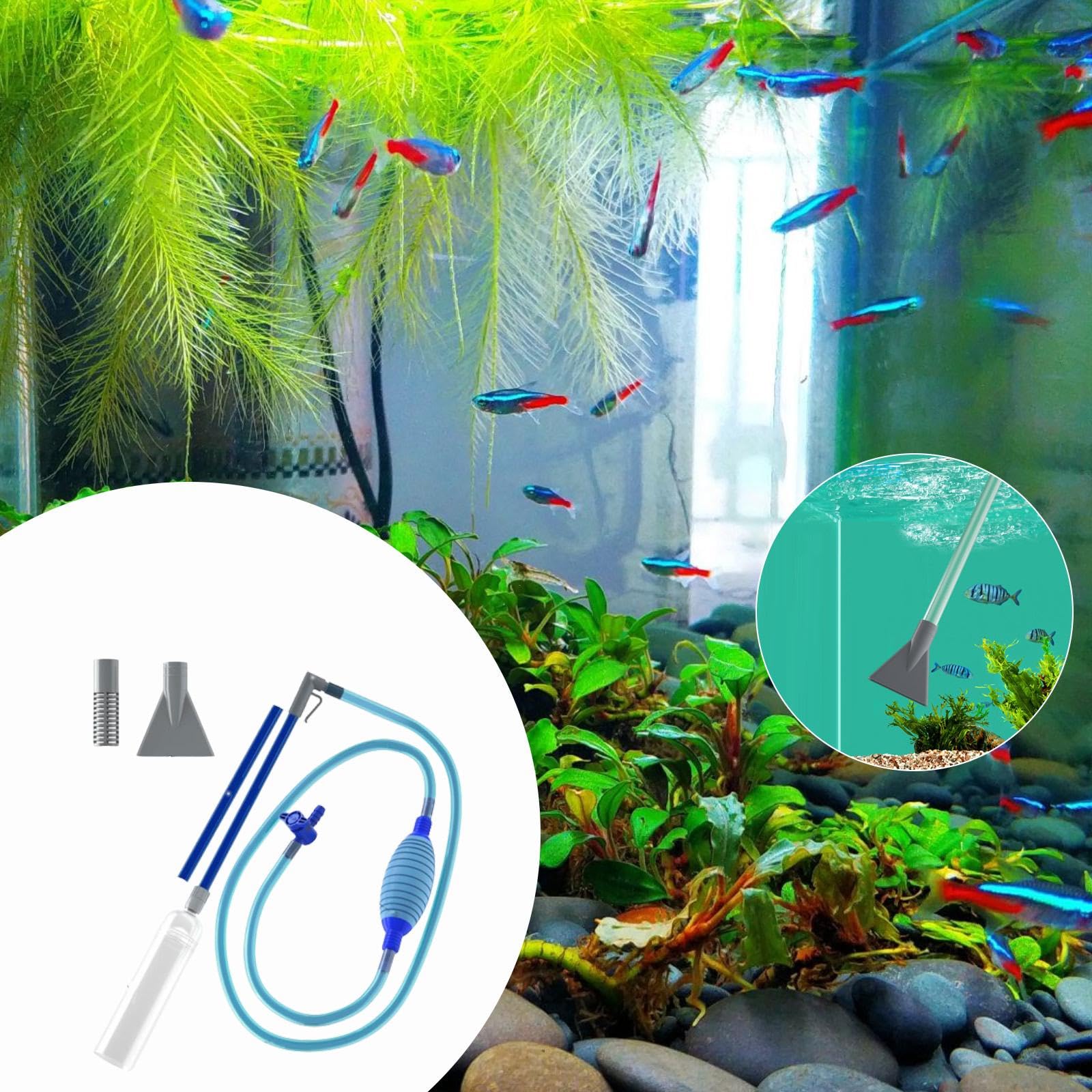 Fenteer Changeur d'eau pour Aquarium Nettoyeur Manuel pour Aquarium Aspirateur à Siphon pour Changement d'eau, 3.0 M