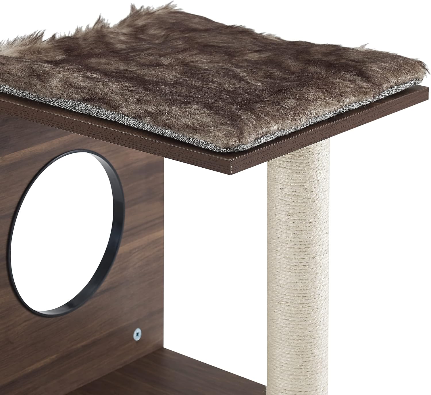 Sheree Cat Tree 34", Dark Brown modern easy clean faux fur mat