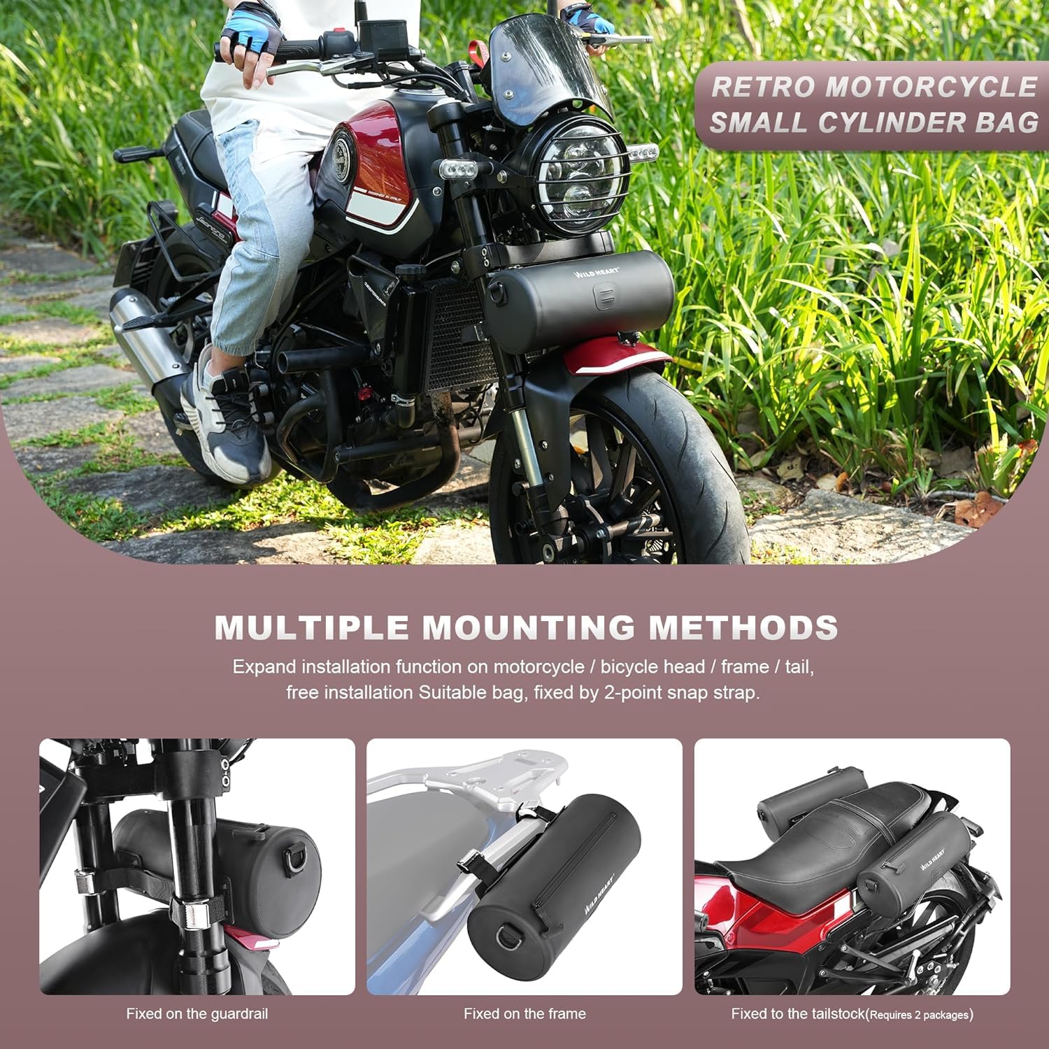 Bolsa De Manillar Moto Impermeable WILD HEART – Bolsa Front Universal Pequeña Con Correa De Hombro – Para Motocicleta, Scooter, ATV, Dirt Bike