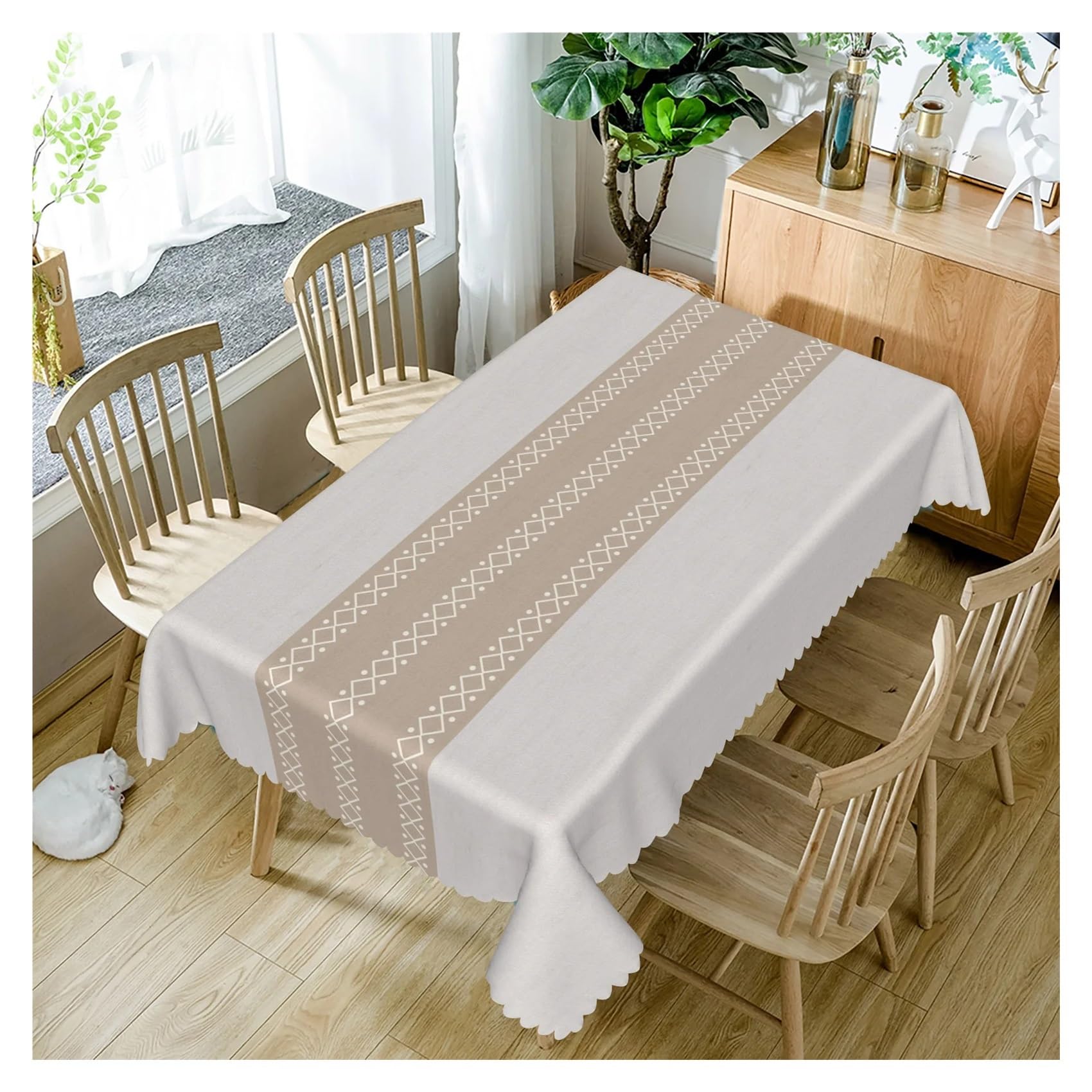BDFJEDS Waterproof Tablecloth Simple Tablecloth Floral Stripe Waterproof Dining Table Cover For Home Outdoor Picnic Kitchen(Color3,90x140cm 35x55inch)