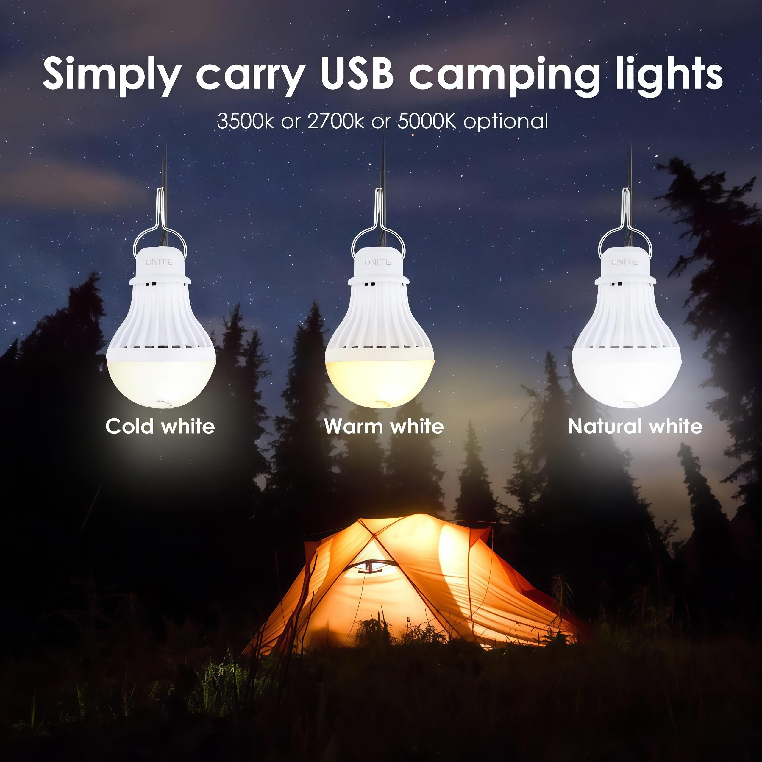 Lot De 2 Lampes De Camping LED Rechargeables USB - 1800mAh, IP65, Magnétiques