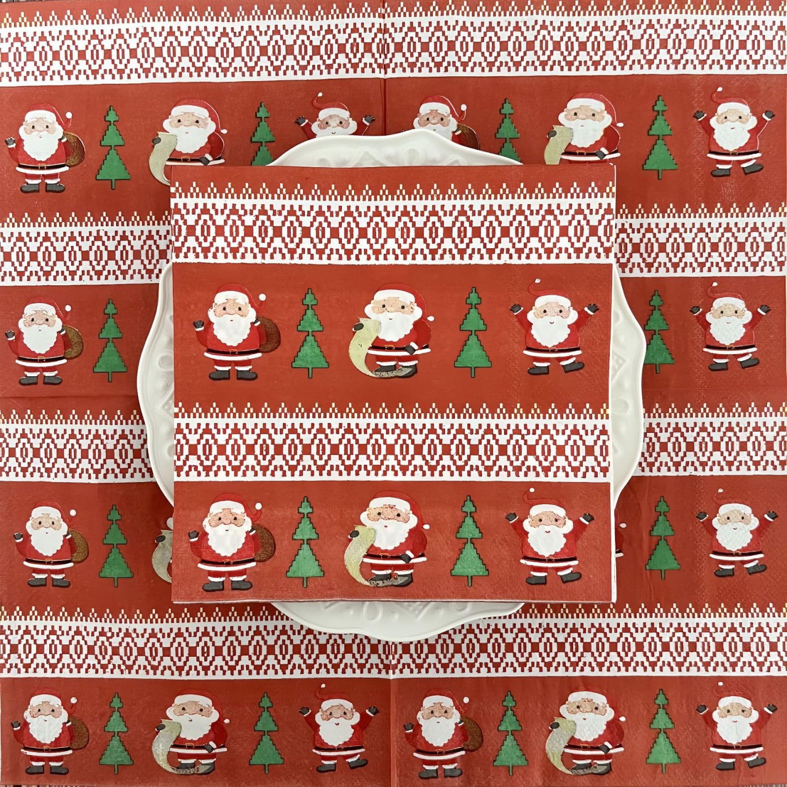 Tovaglioli di Carta Babbo Natale Carino Carta Igienica Spessore Tovaglioli di Carta Decorati Compleanno Decorazione da Tavola Usa E Getta per Matrimoni Feste 30 Packs(33x33)