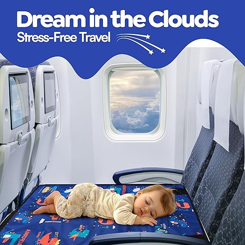 Miniatura 5 de TEAMKO Cama de avión para niños pequeños con edredón + libros educativos de color  Extensor portátil de asiento de avión para niños, cama de avión