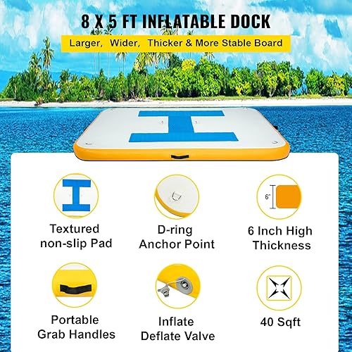 Miniatura 3 de Happybuy Base flotante inflable, plataforma de muelle inflable con bomba de aire eléctrica, plataforma flotante para piscina, playa, océano